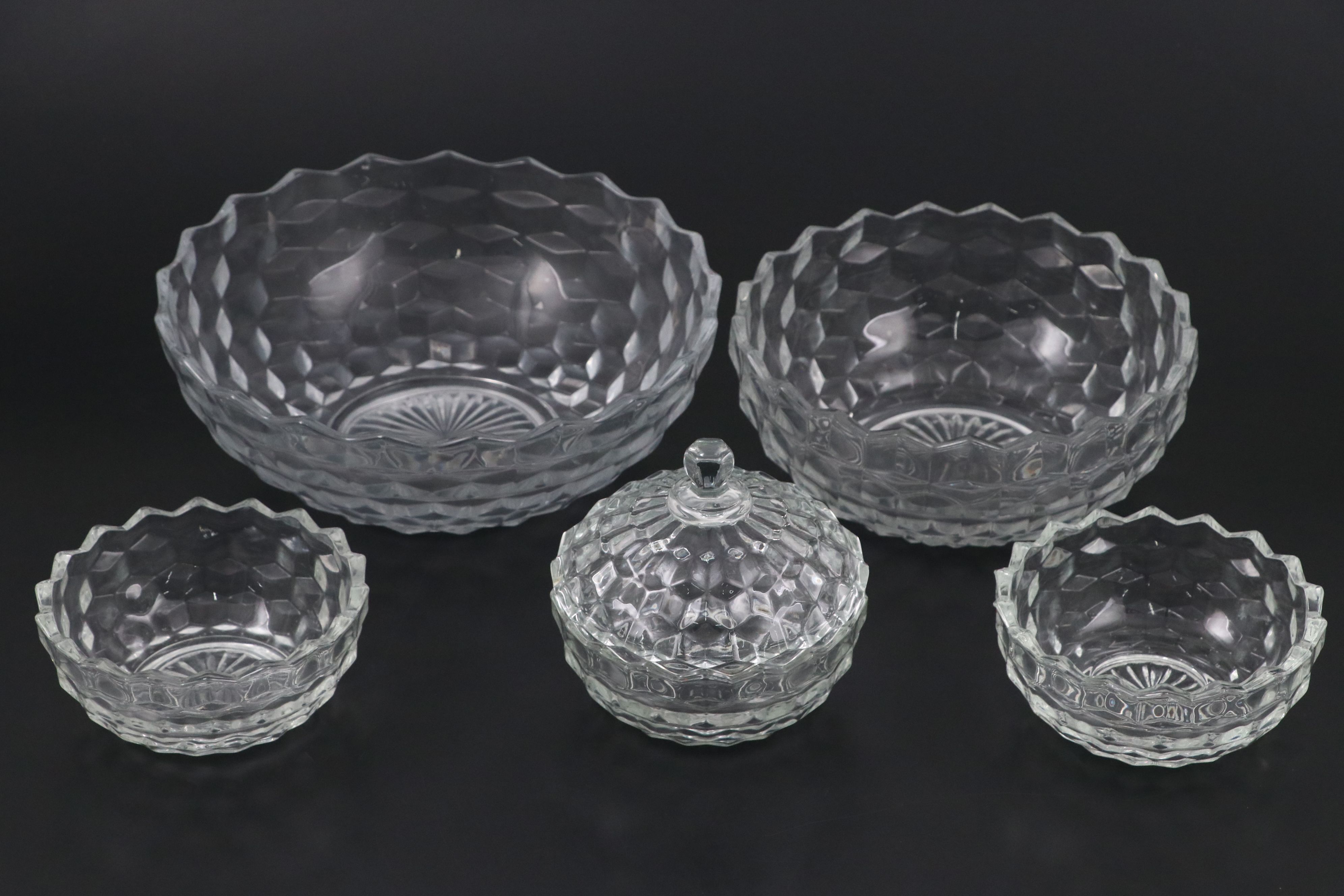 Fostoria "American Clear" Glass Candlesticks, Candy Dishes and More Serveware