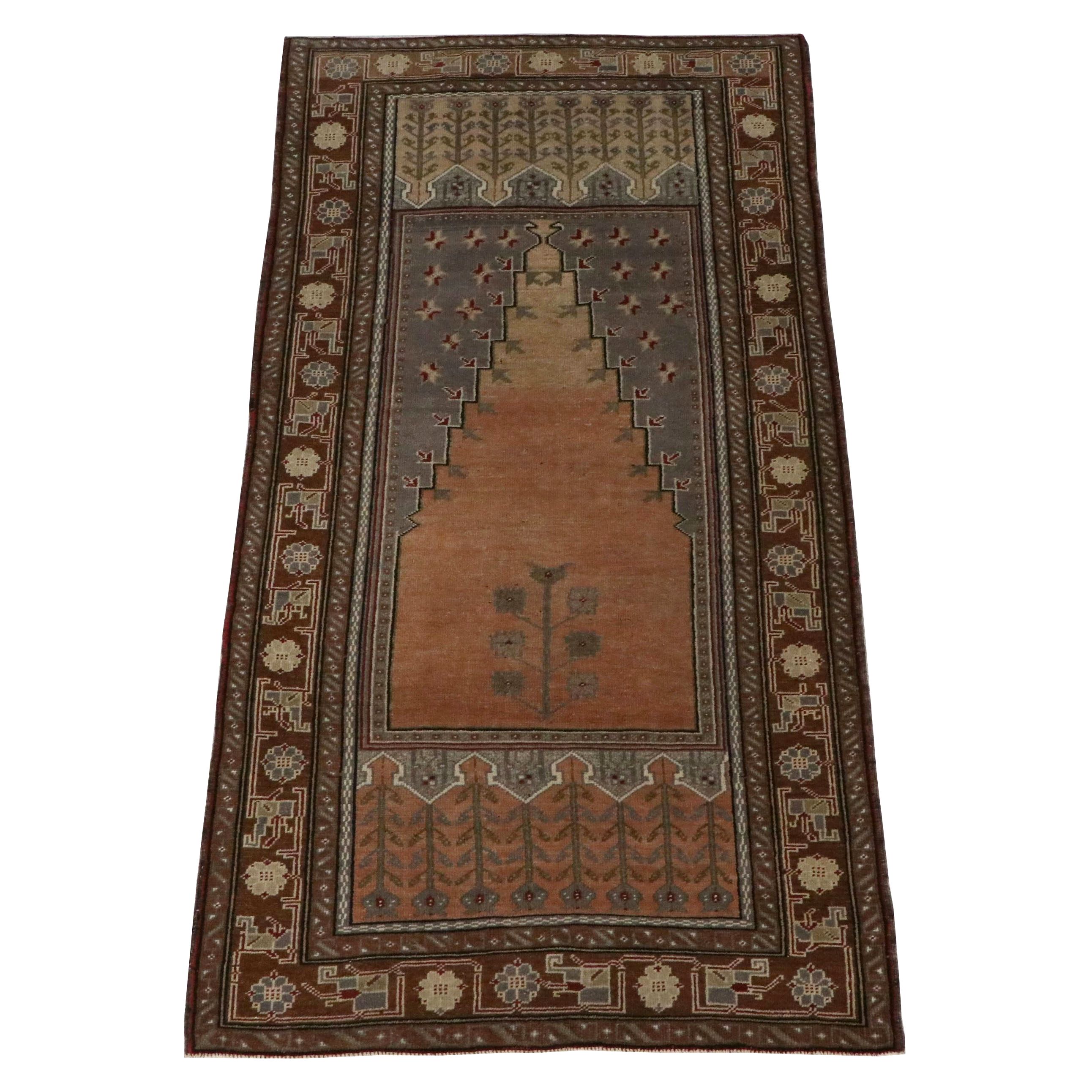 3'10 x 7'7 Hand-Knotted Turkish Ghiordes Prayer Rug
