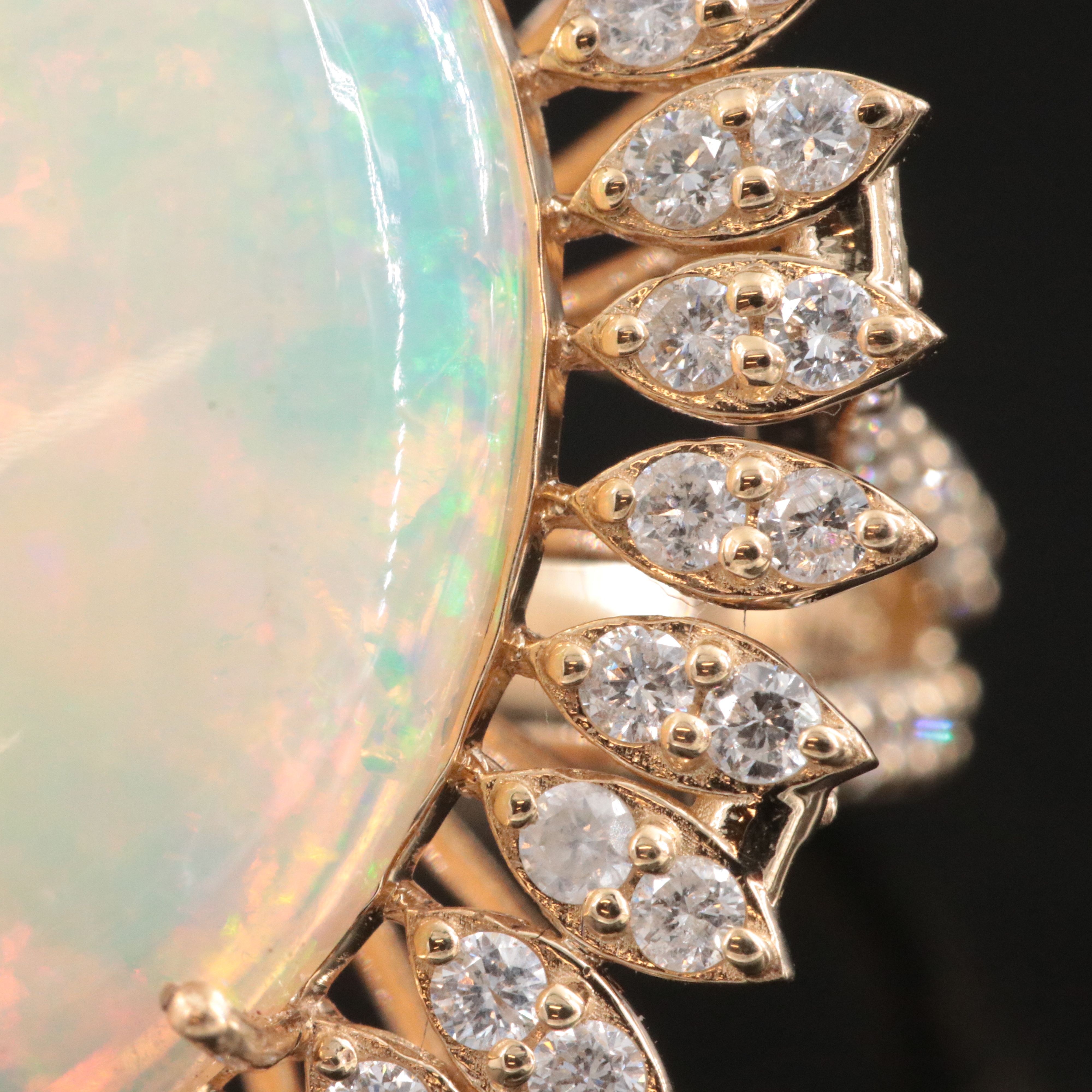 14K 8.68 CTW Opal and 1.53 CTW Diamond Halo Ring