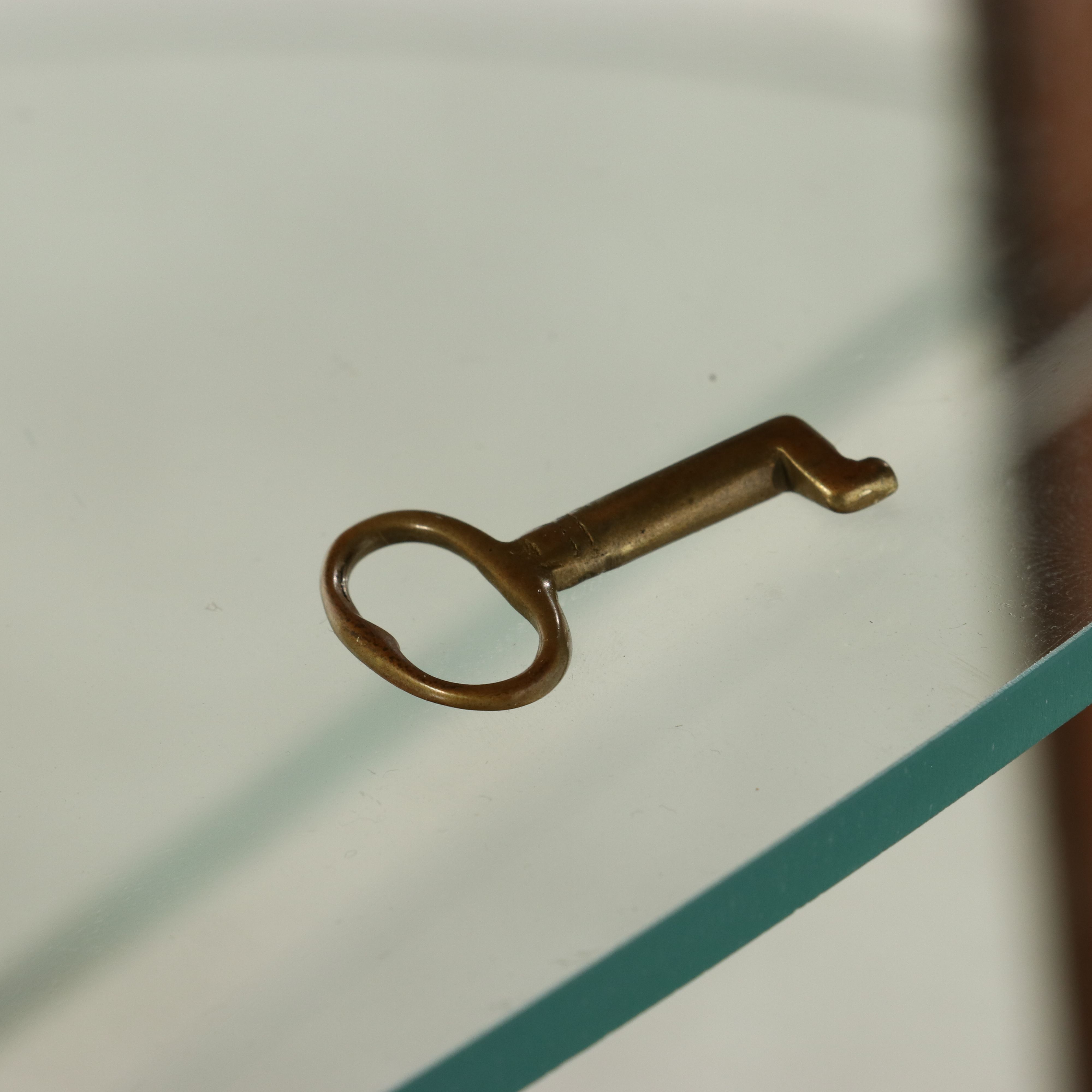 American Oak Curved Glass Curio Cabinet with Claw Feet, 20th Century