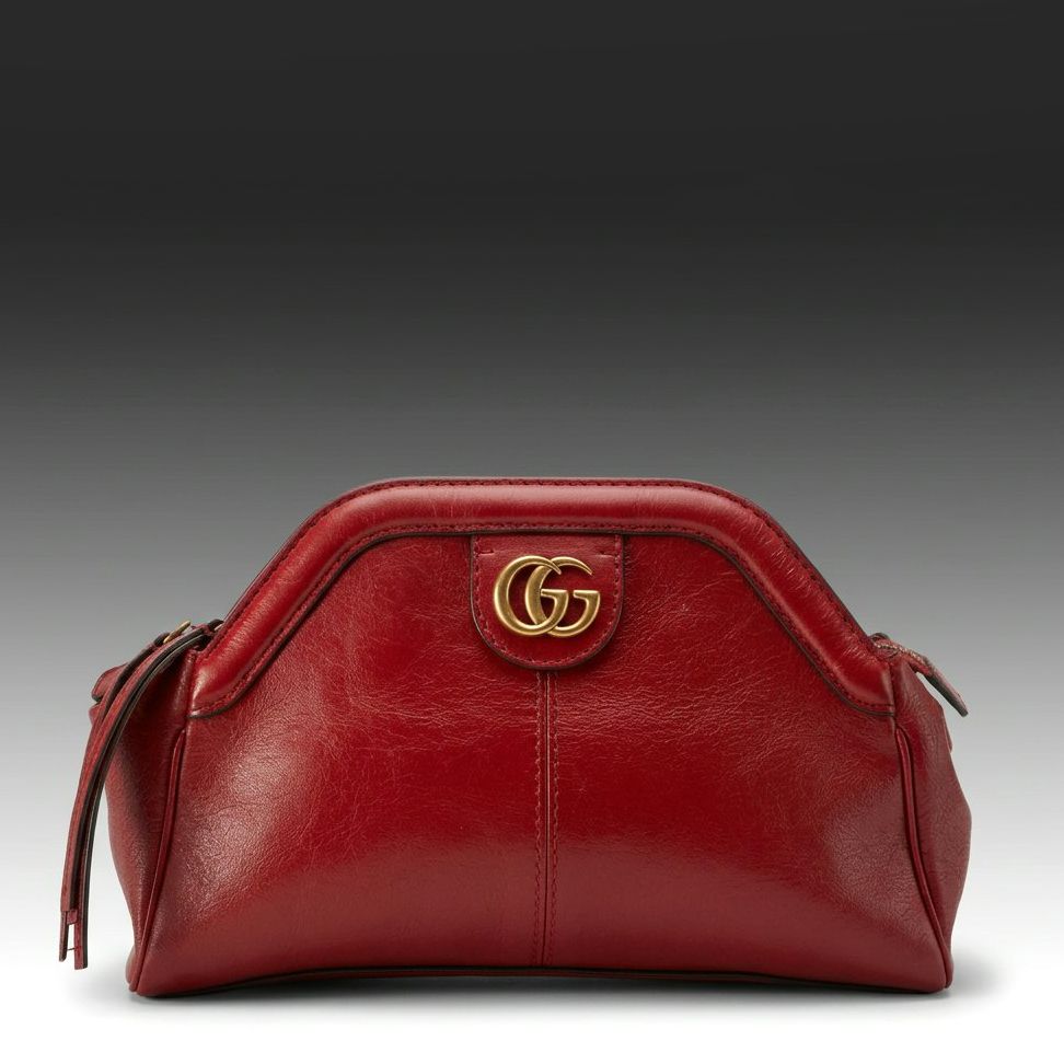 Gucci Rebelle Convertible Crossbody Clutch Bag in Red Calfskin Leather