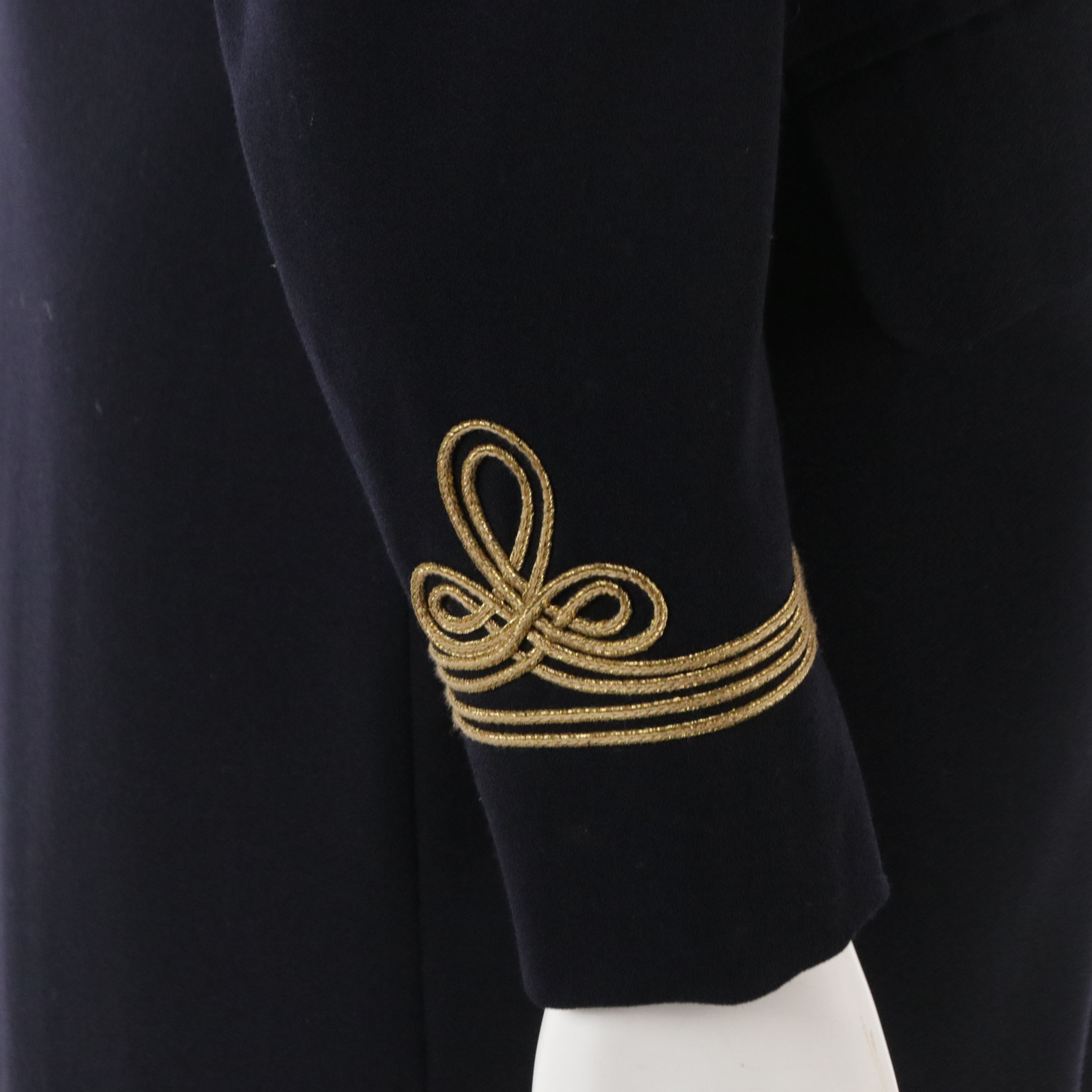 Ralph Lauren Purple Label Double-Breasted Military Trim Coat Dress in Wool Crepe