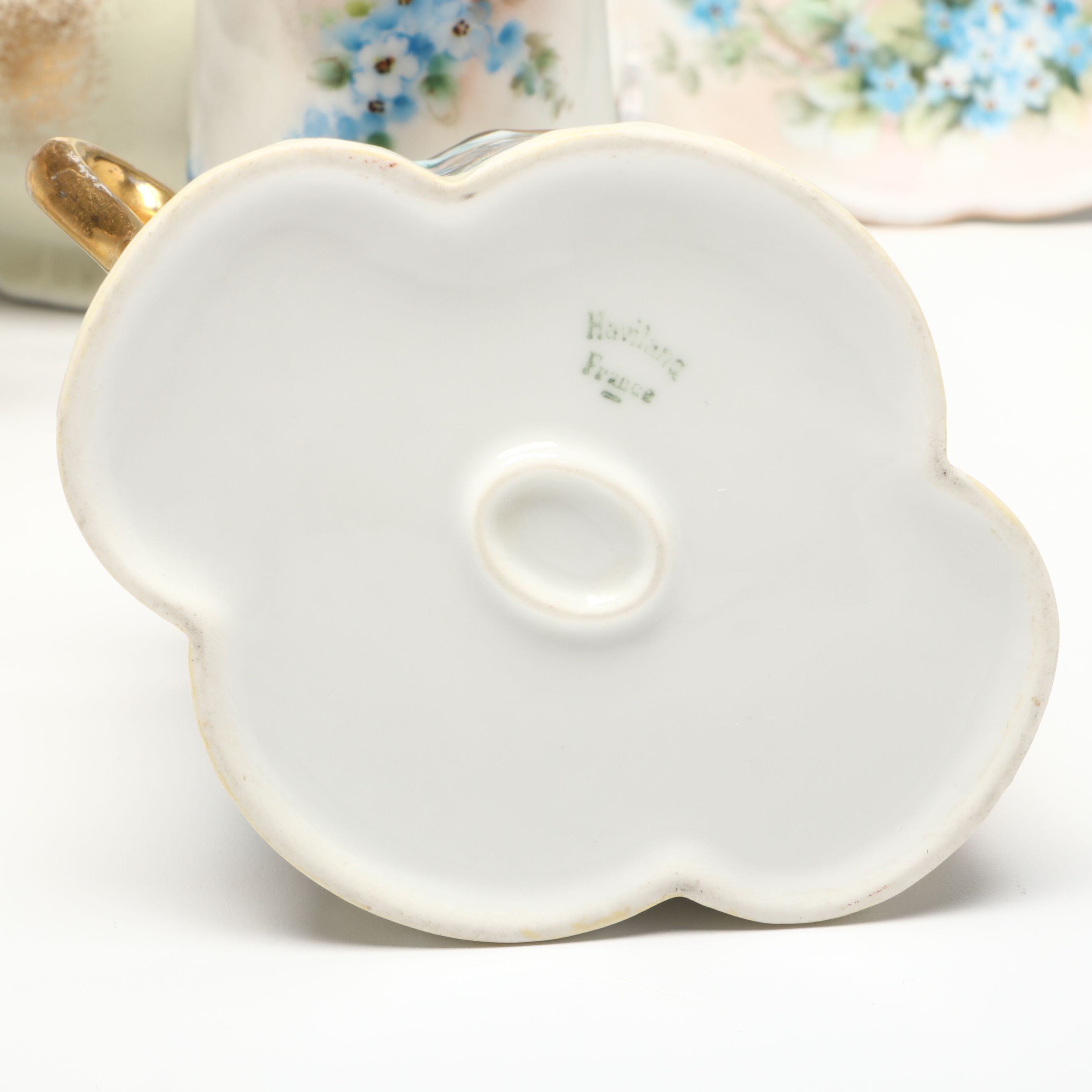 Floral Porcelain Vase, Plates, Creamer and Sugar Bowls