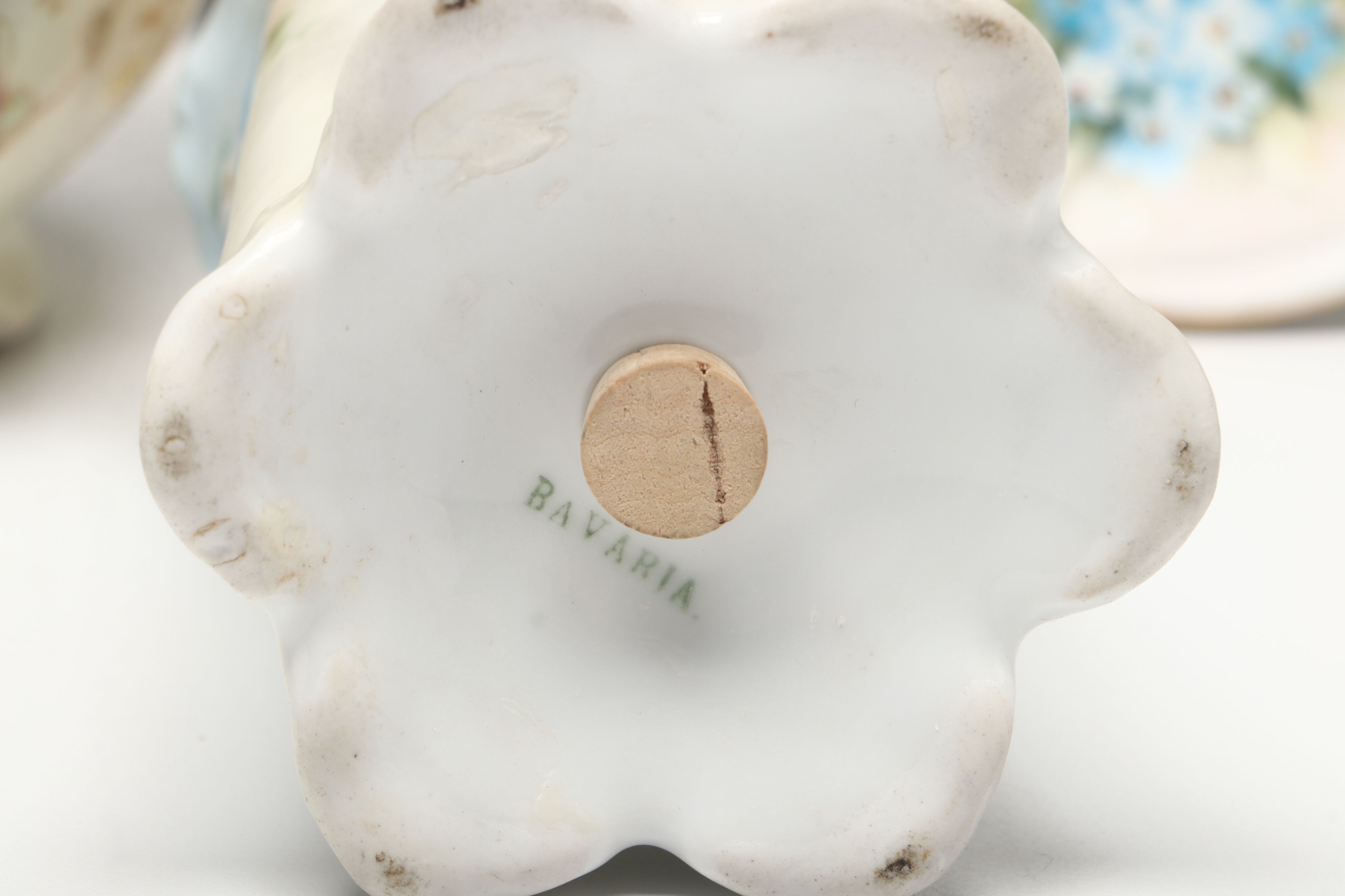 Floral Porcelain Vase, Plates, Creamer and Sugar Bowls