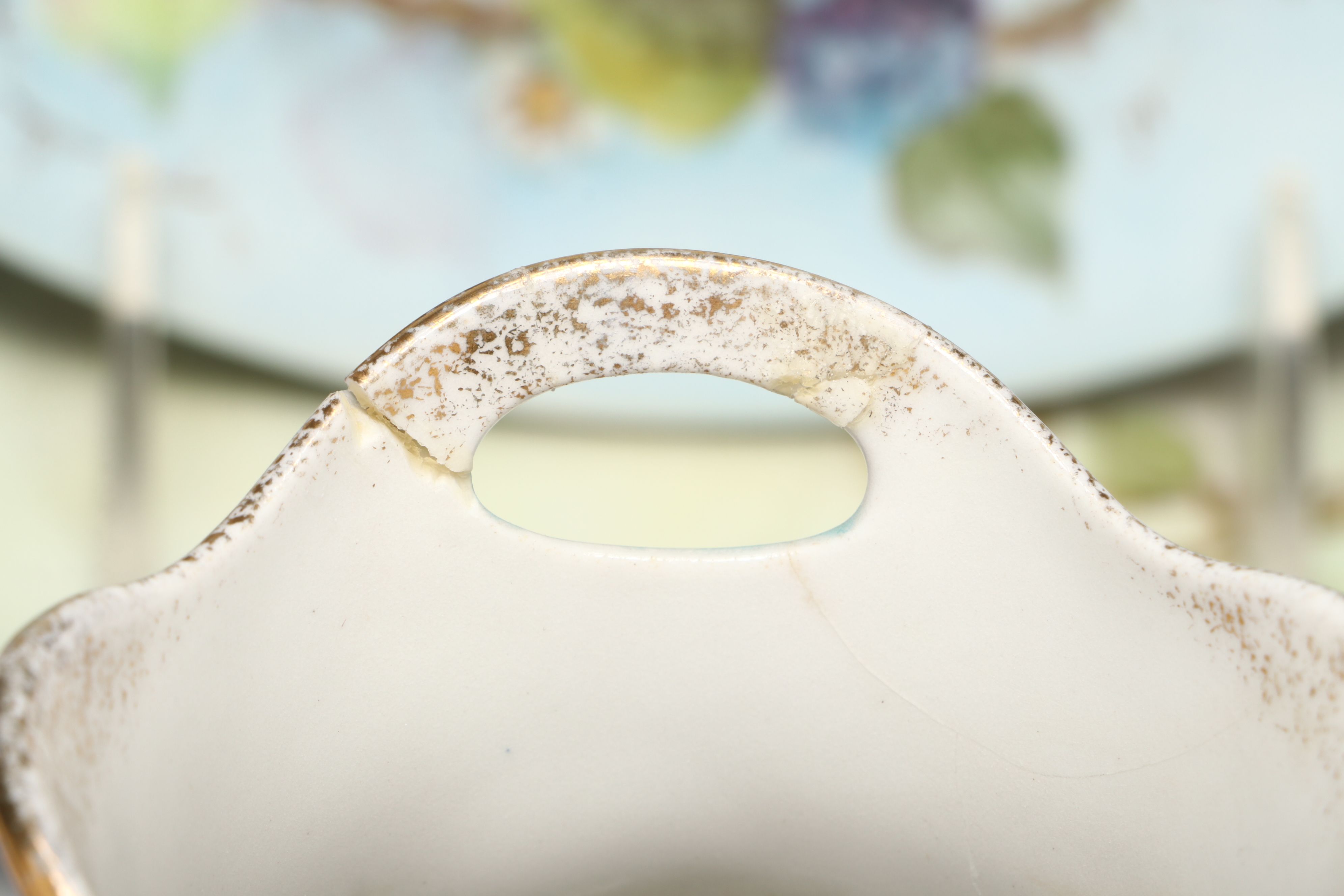 Floral Porcelain Vase, Plates, Creamer and Sugar Bowls