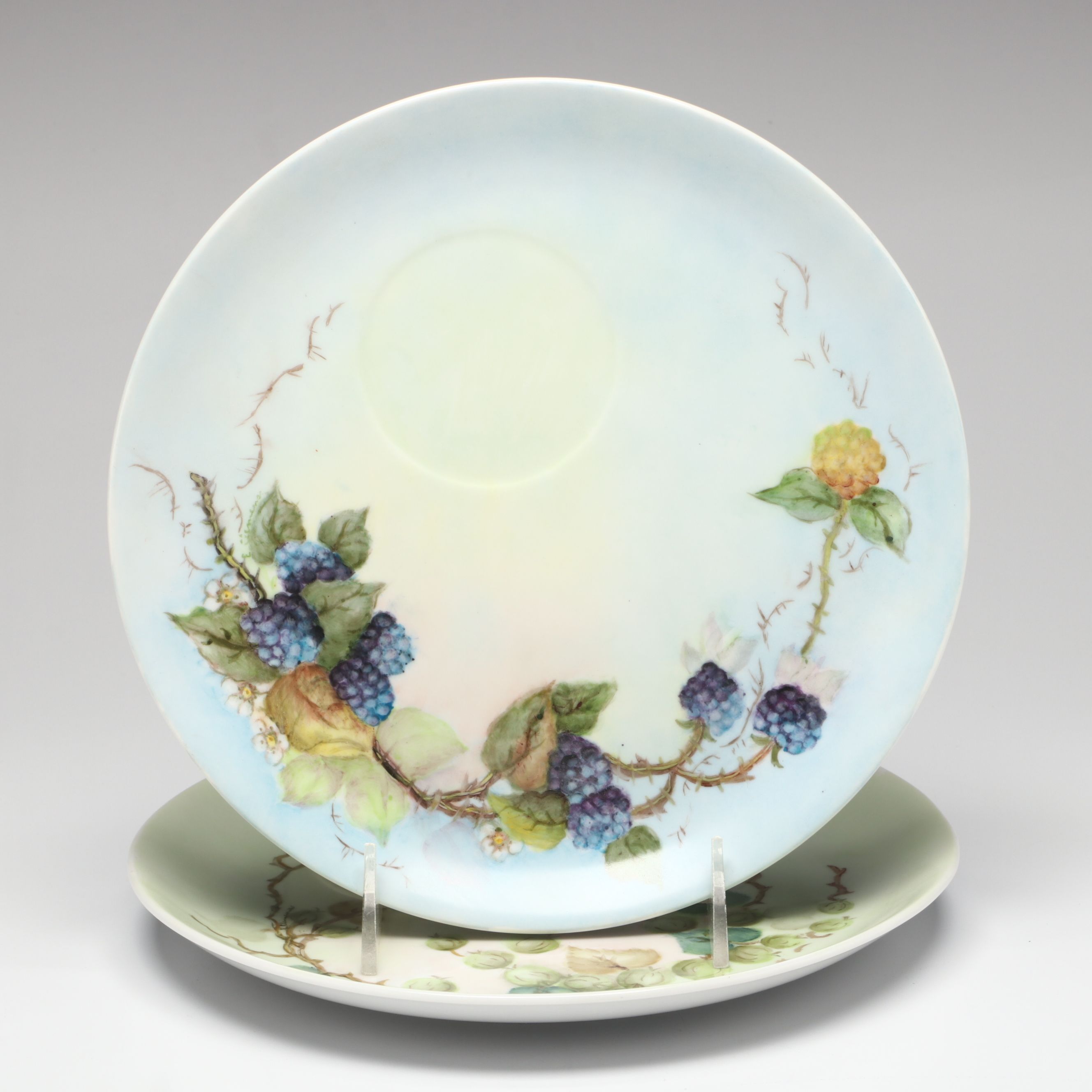 Floral Porcelain Vase, Plates, Creamer and Sugar Bowls