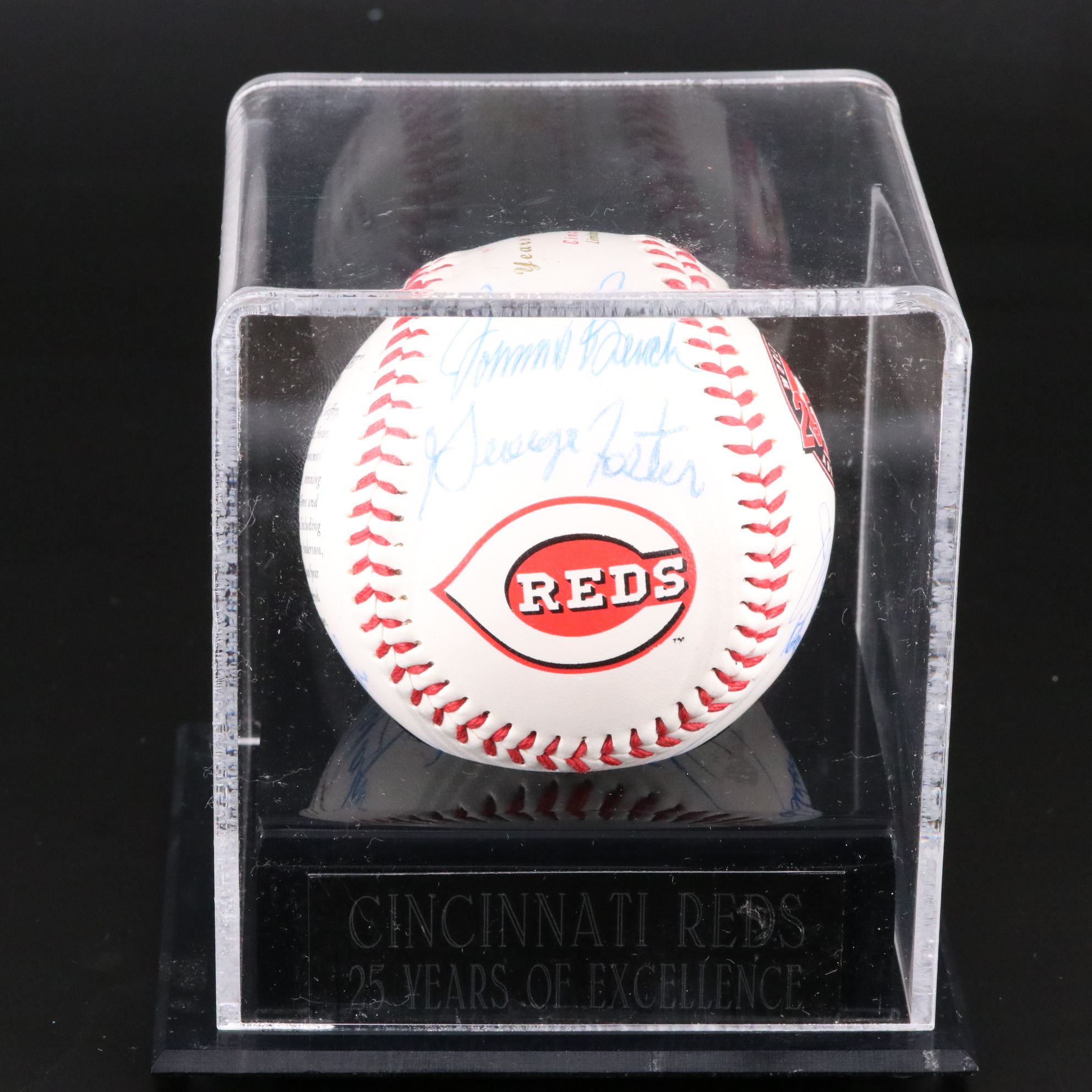 "The Great Eight" Signed Cincinnati Reds Baseball with Display