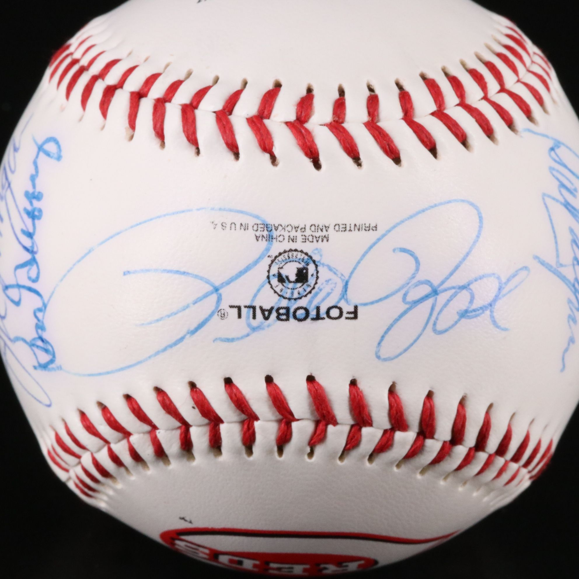 "The Great Eight" Signed Cincinnati Reds Baseball with Display