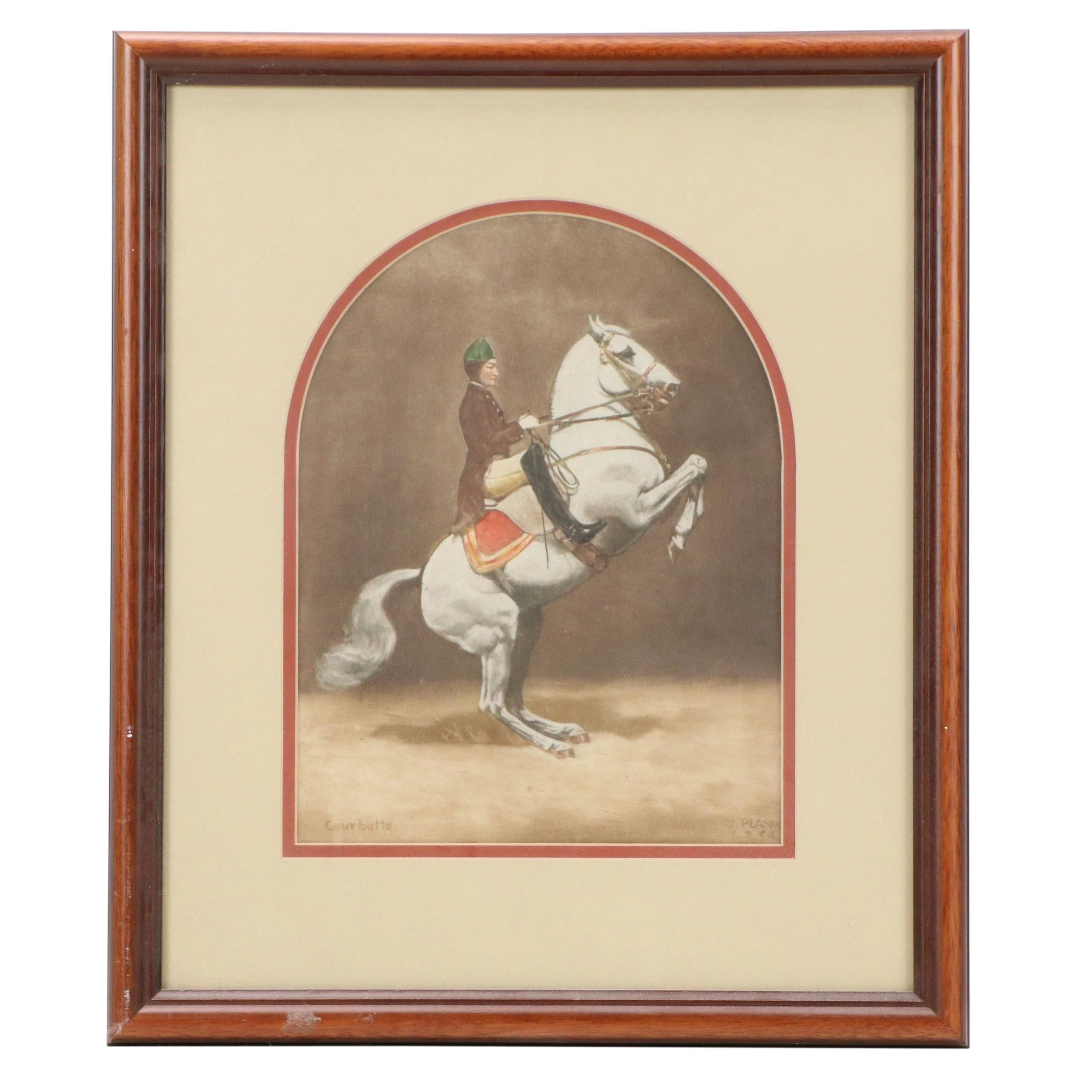 Josef Plank Watercolor Painting "Courbette," 1988