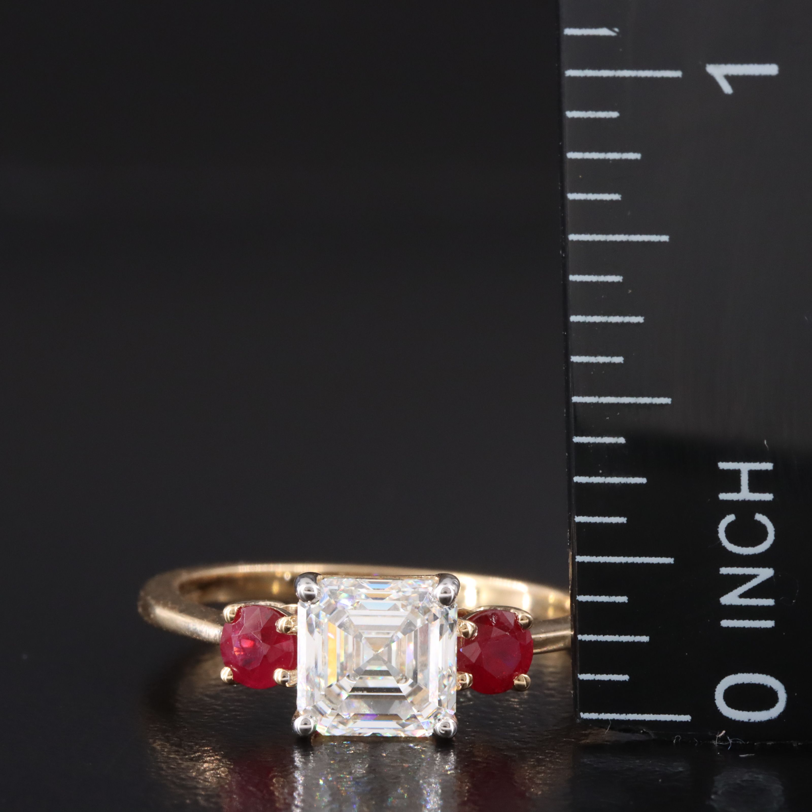 18K 1.50 CT Internally Flawless Diamond and Ruby Ring with GIA Report