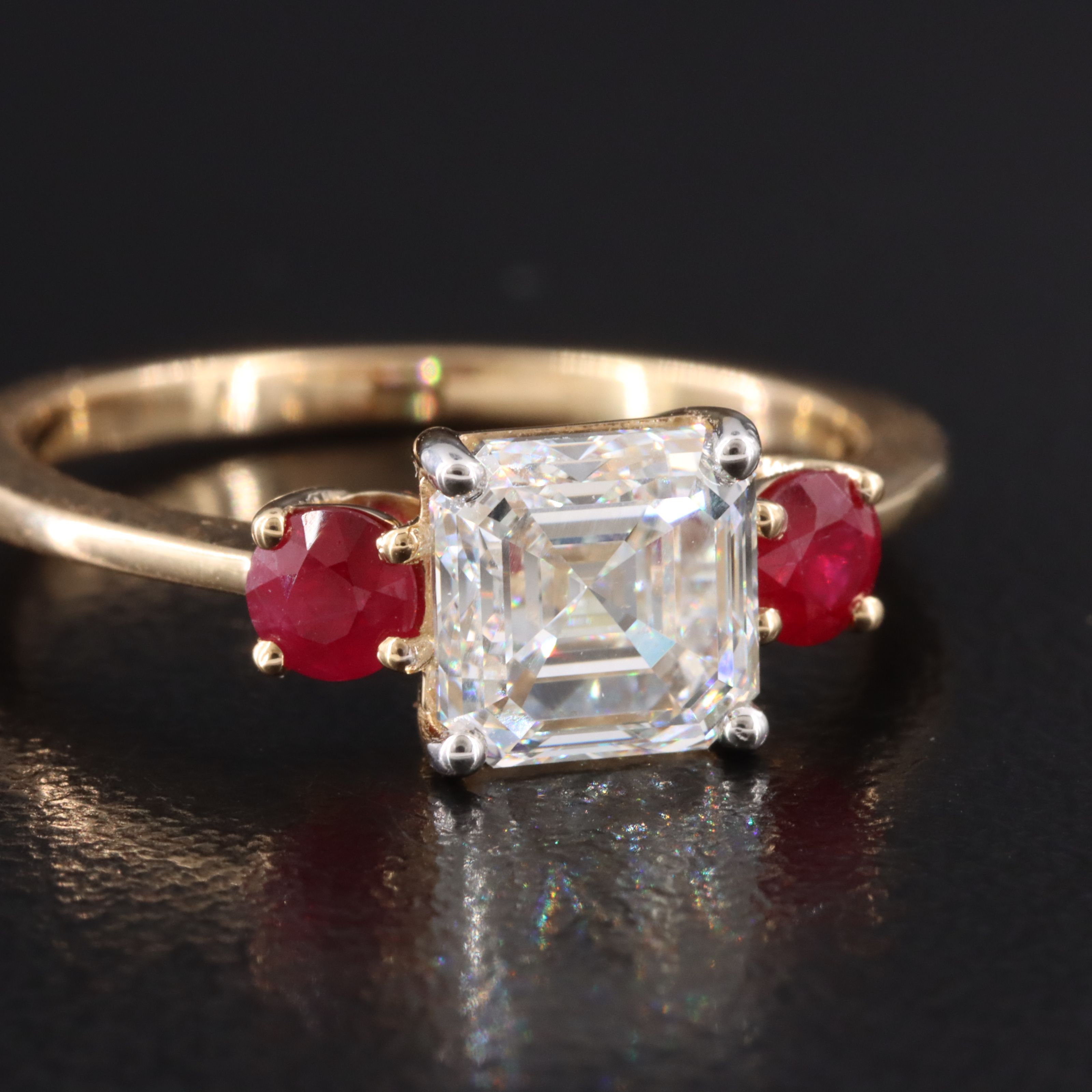 18K 1.50 CT Internally Flawless Diamond and Ruby Ring with GIA Report