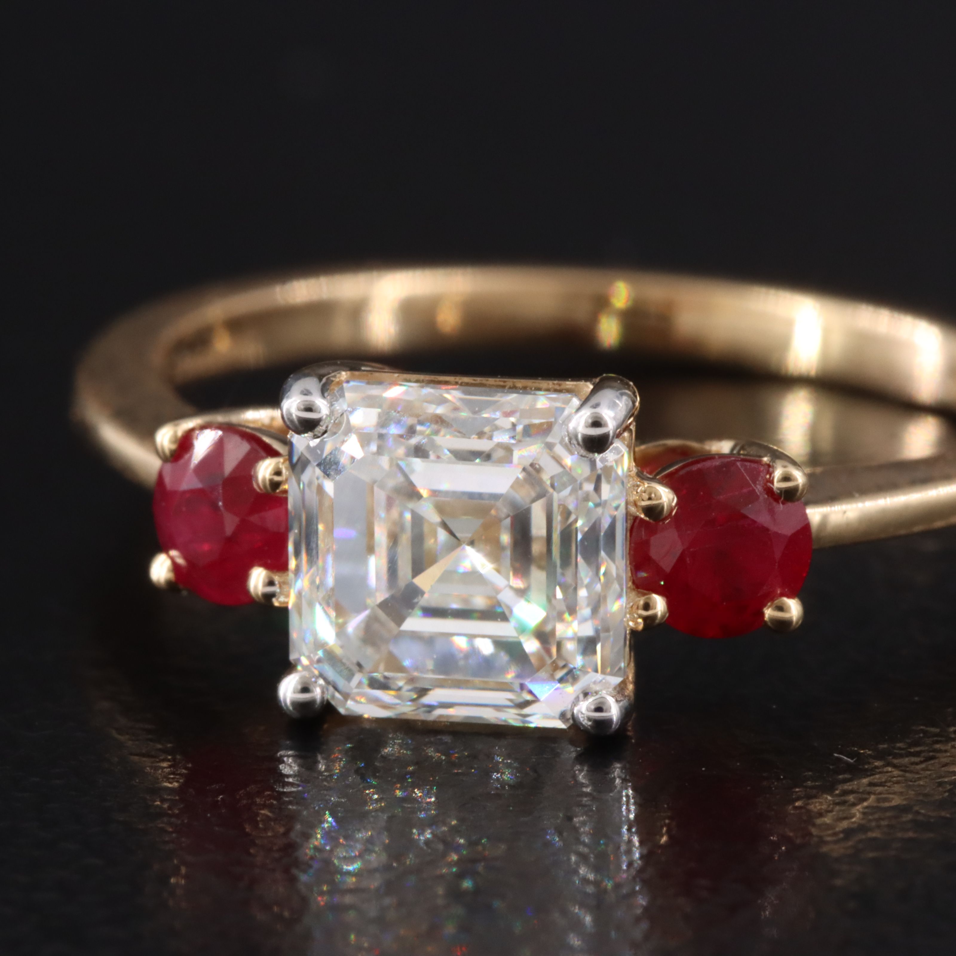 18K 1.50 CT Internally Flawless Diamond and Ruby Ring with GIA Report