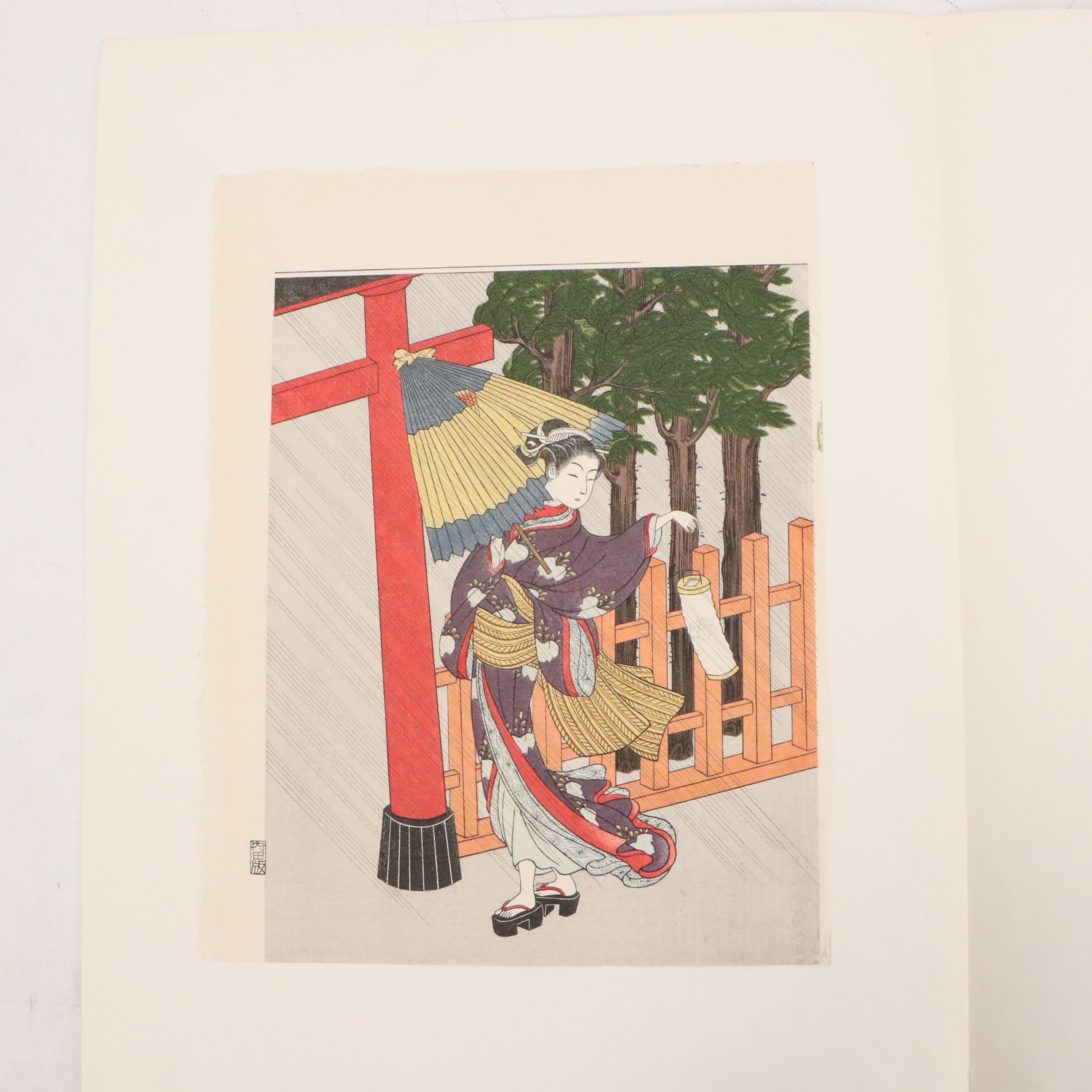 Figural Japanese Woodblock Print After Kitagawa Utamaro and Other, Circa 19th C.