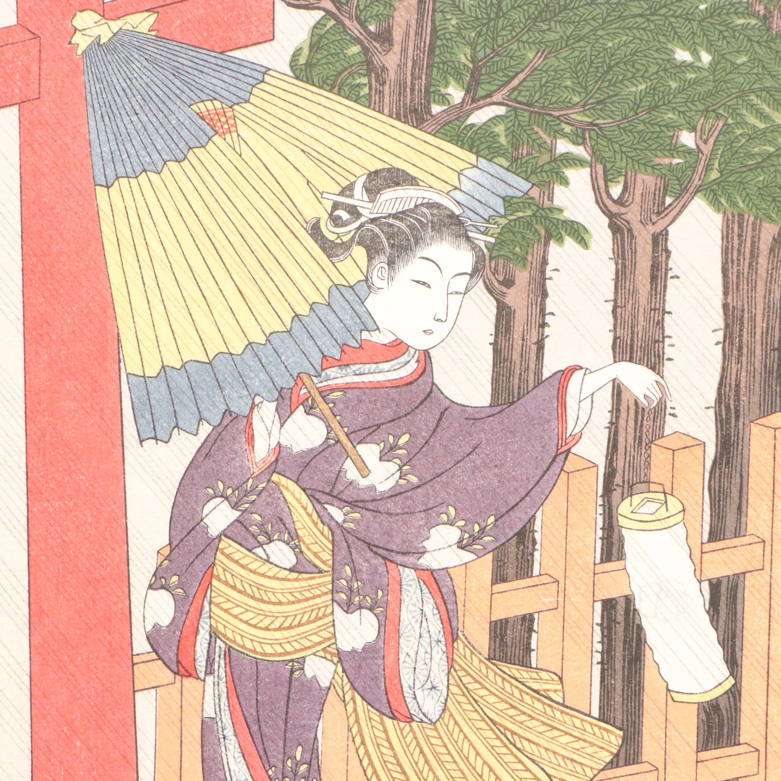 Figural Japanese Woodblock Print After Kitagawa Utamaro and Other, Circa 19th C.