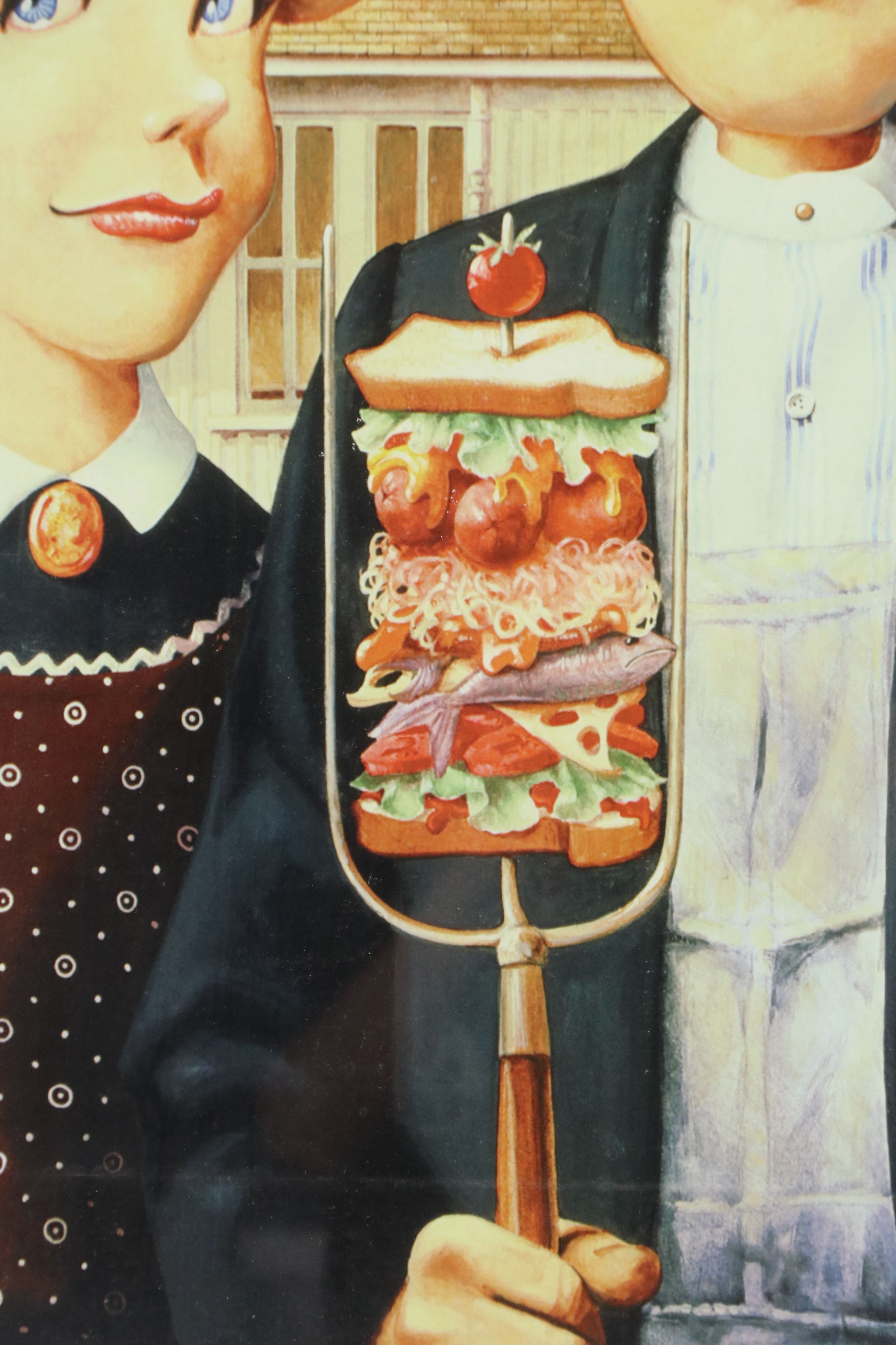 Offset Lithograph Parody of "American Gothic" with Blondie, Late 20th Century