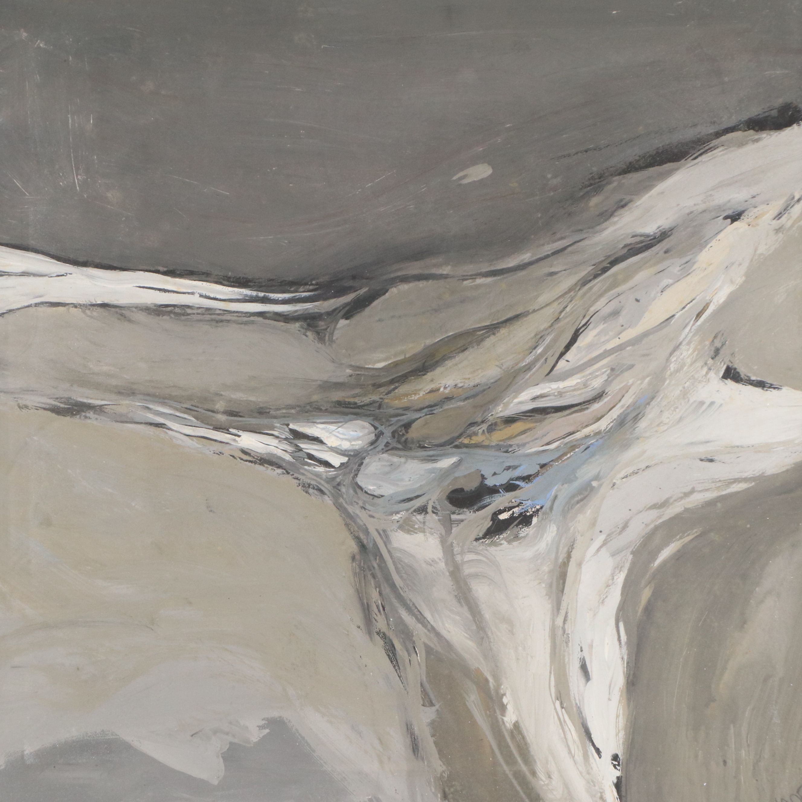 Acrylic Gray Abstract Painting, Late 20th Century