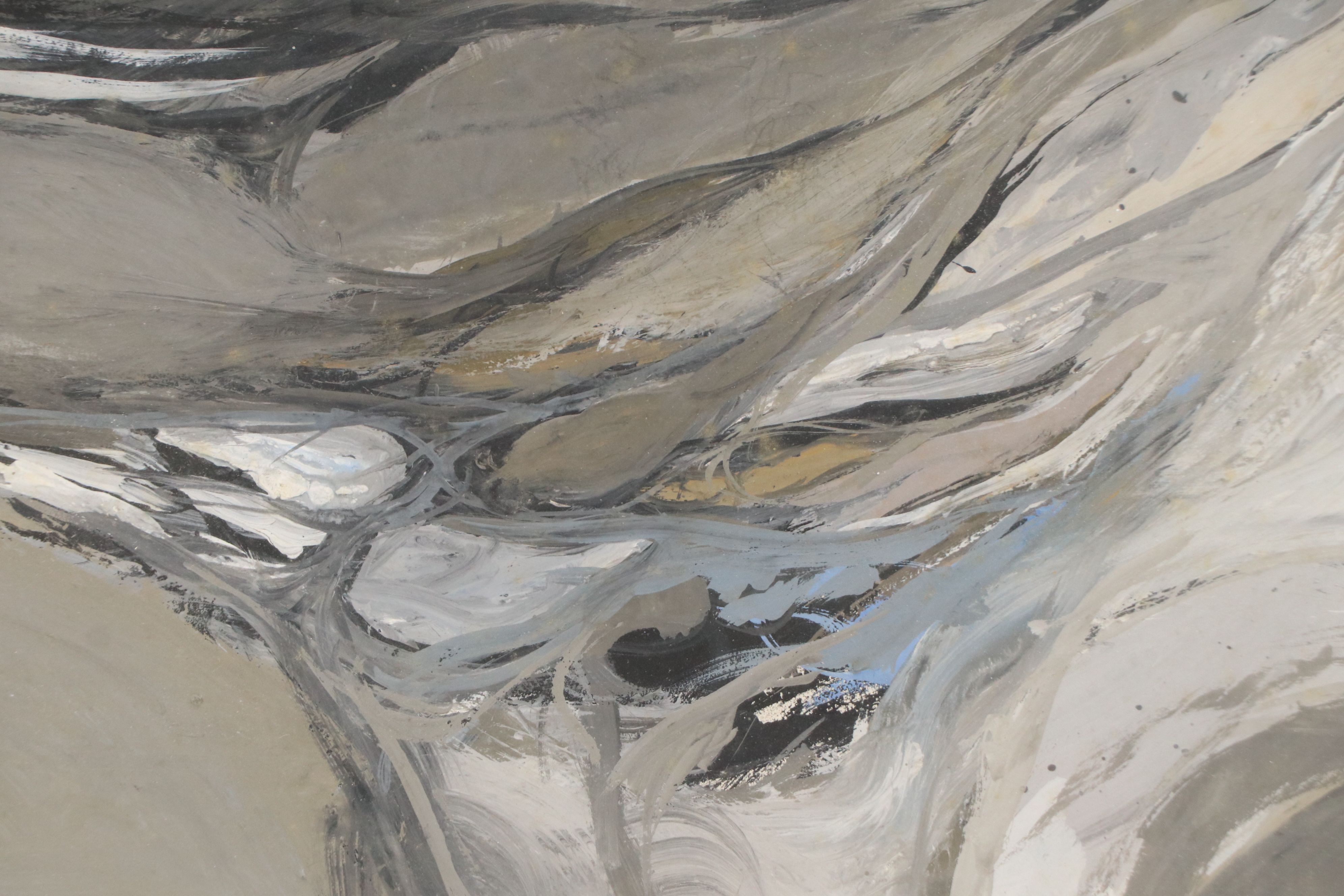 Acrylic Gray Abstract Painting, Late 20th Century