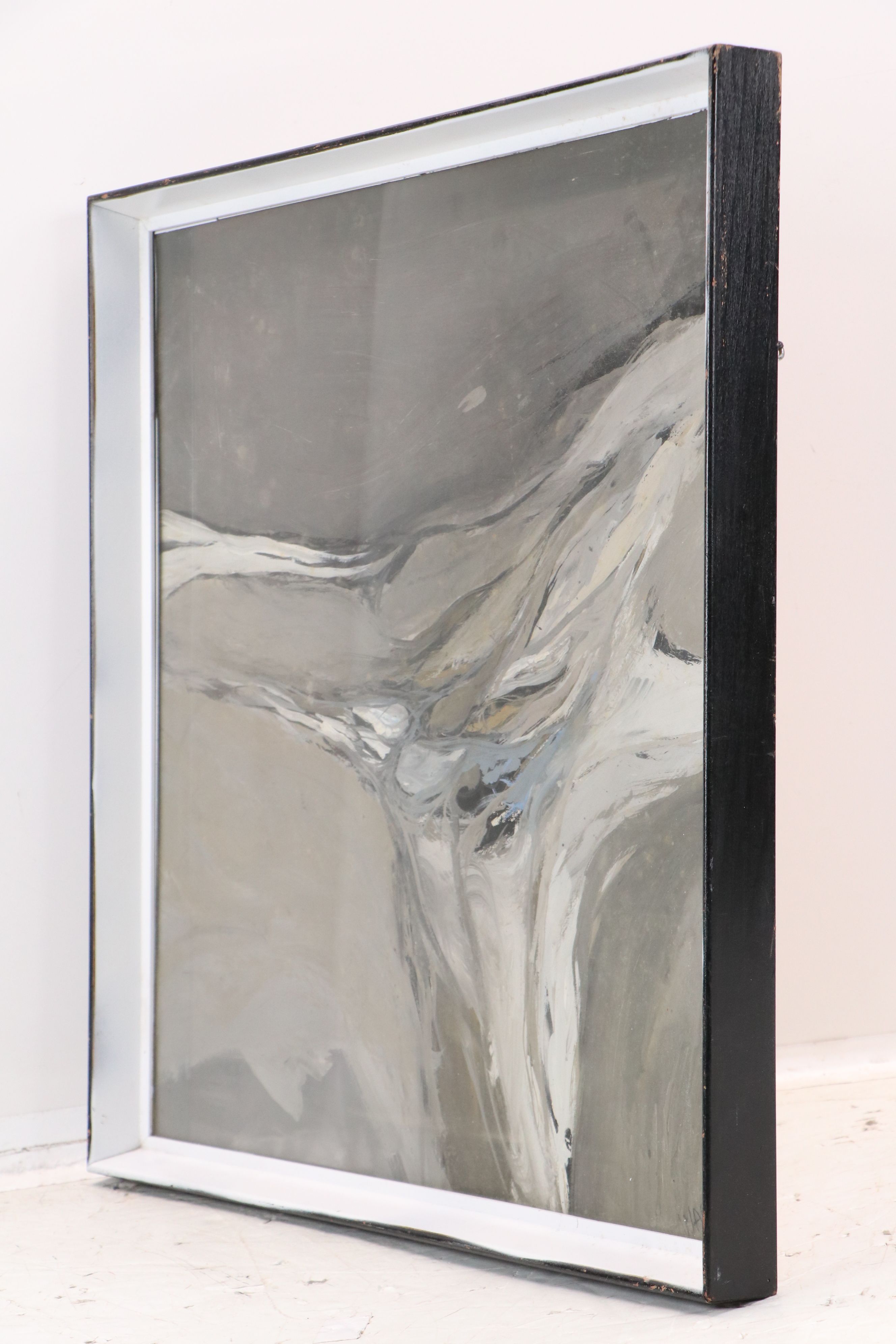 Acrylic Gray Abstract Painting, Late 20th Century