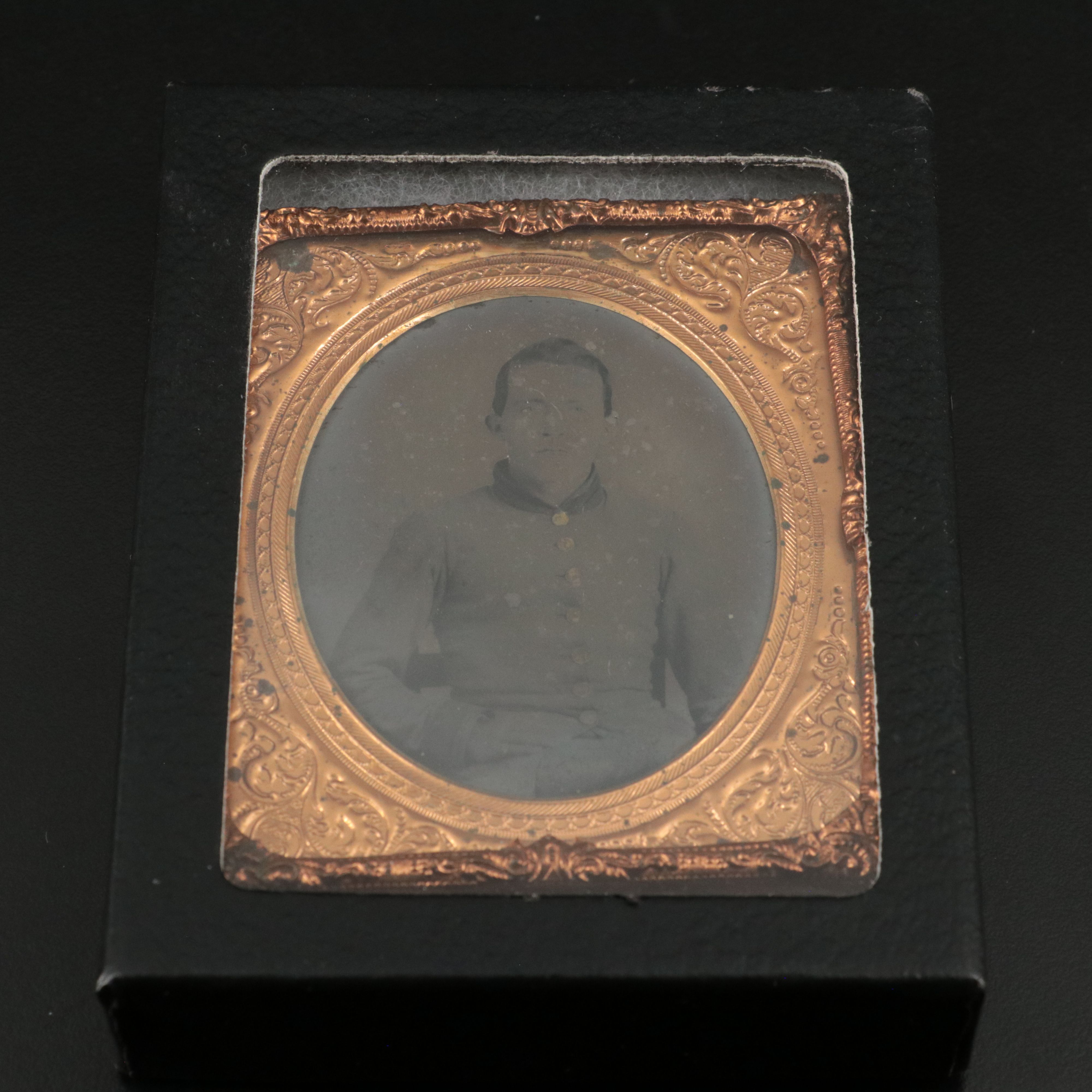 American Civil War Daugerreotype of a Confederate Soldier with Letter and More