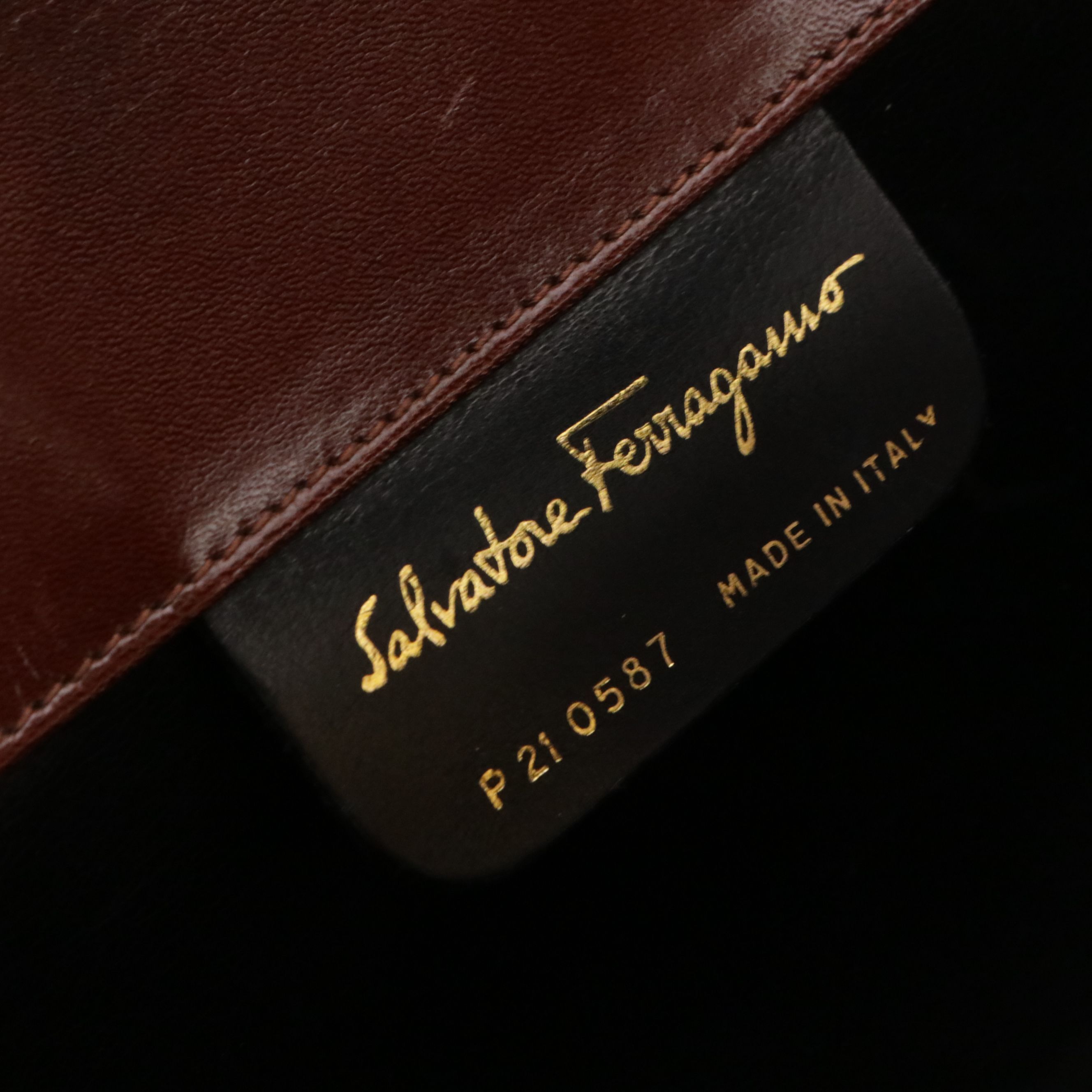 Salvatore Ferragamo Gancini Closure Chain Link Crossbody Bag in Brown Leather