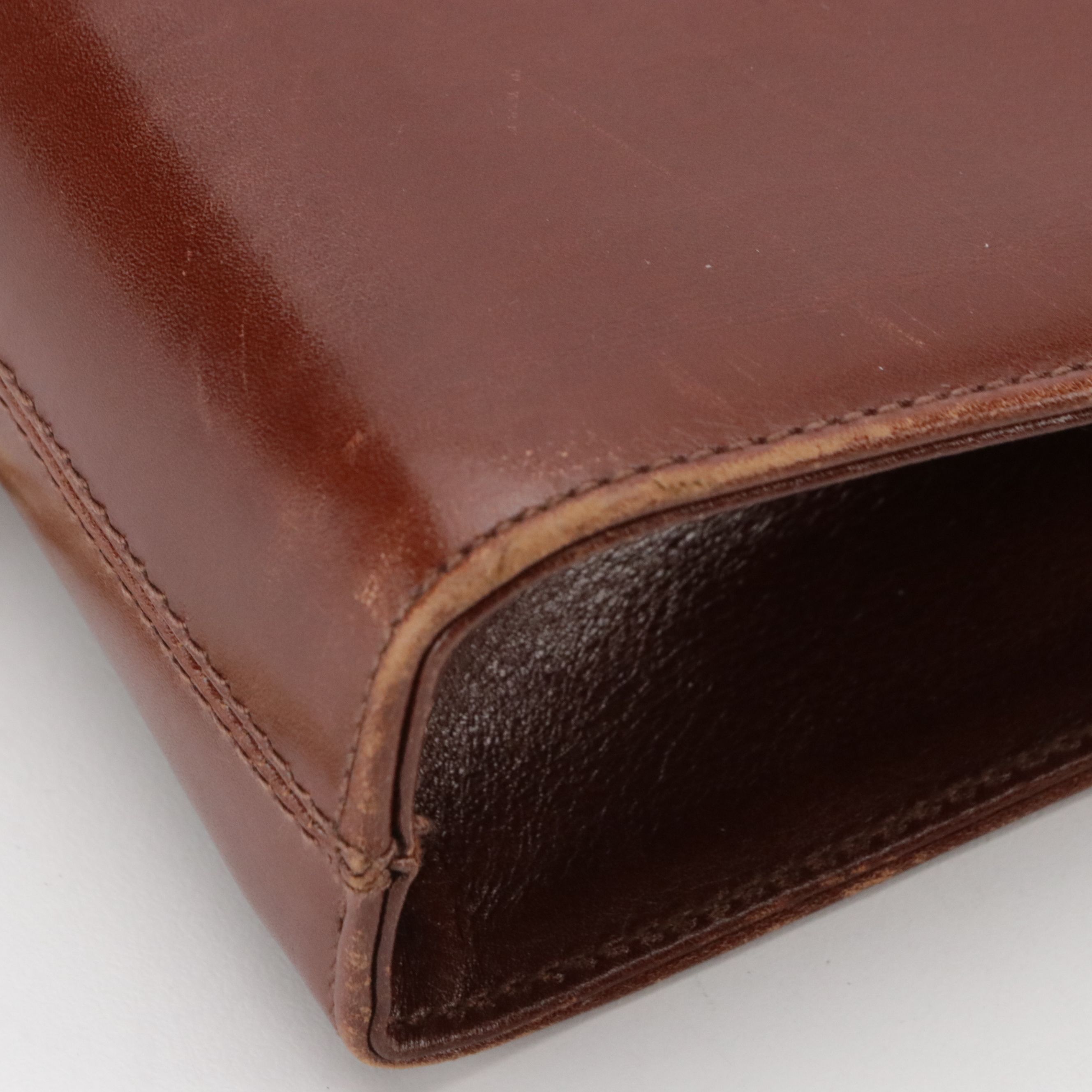 Salvatore Ferragamo Gancini Closure Chain Link Crossbody Bag in Brown Leather