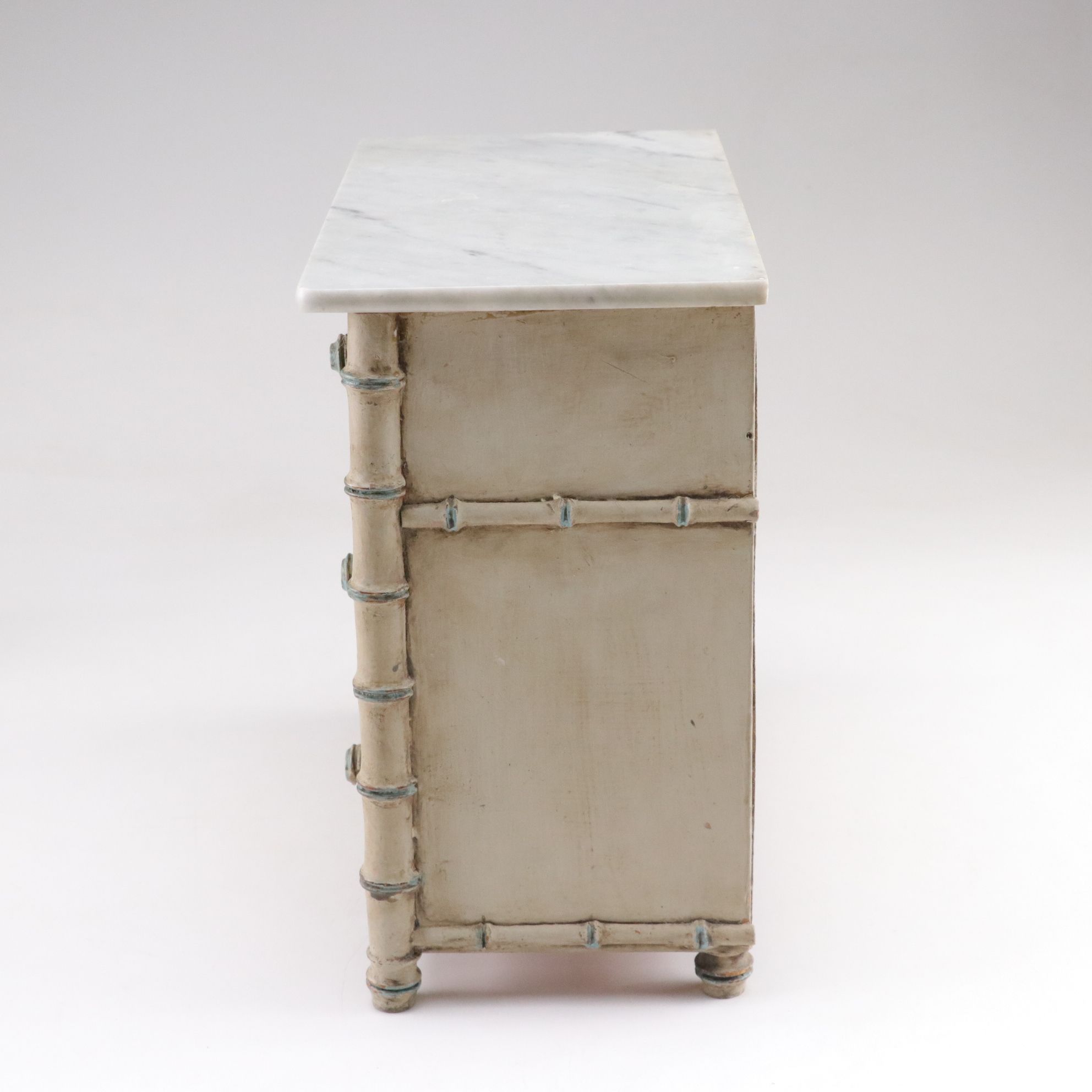 Two Faux Bamboo Painted Dresser-Top Chests, Mid to Late 20th Century