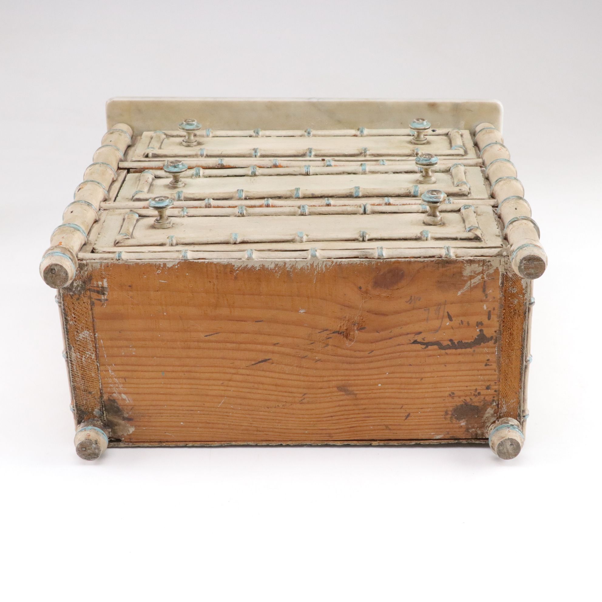 Two Faux Bamboo Painted Dresser-Top Chests, Mid to Late 20th Century