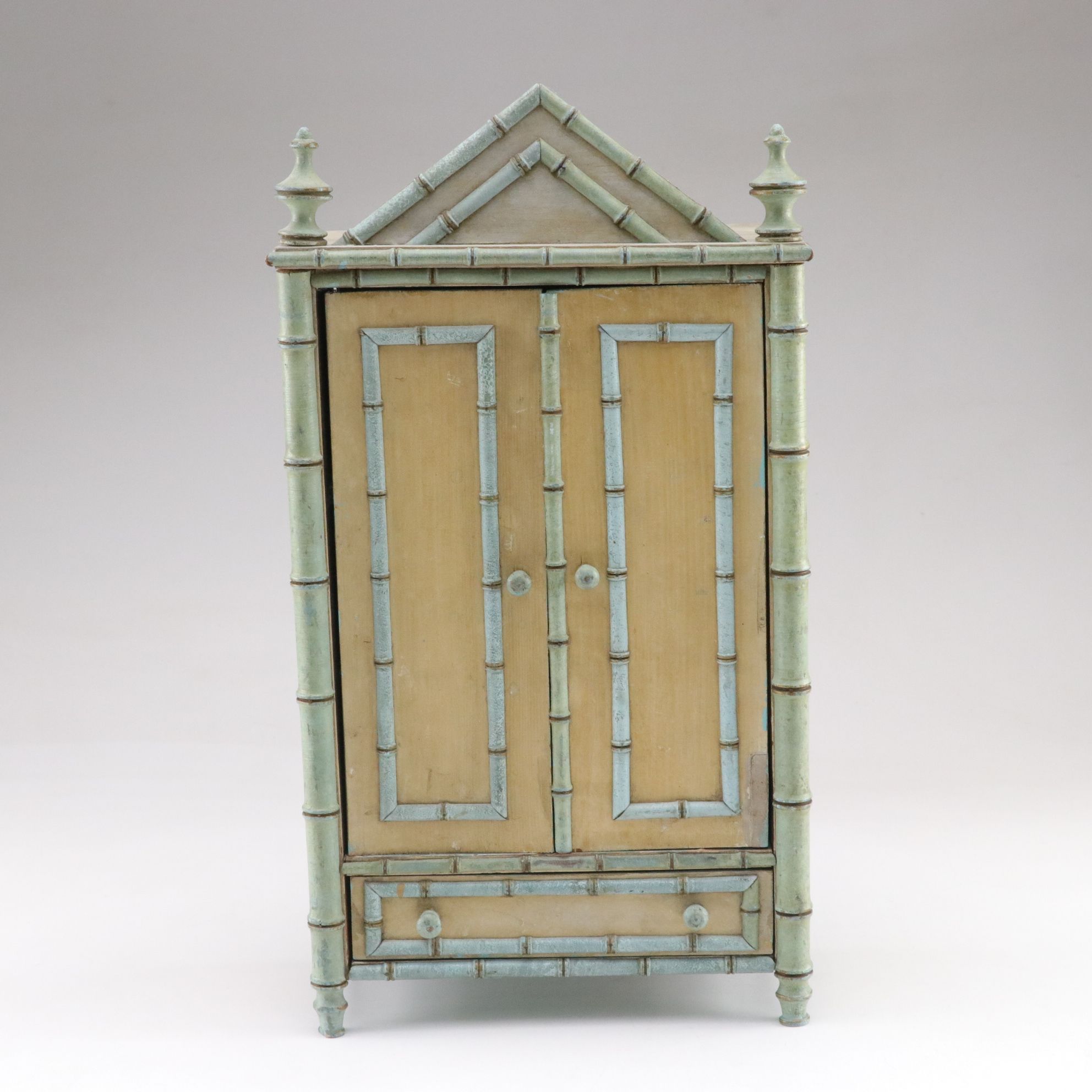 Two Faux Bamboo Painted Dresser-Top Chests, Mid to Late 20th Century