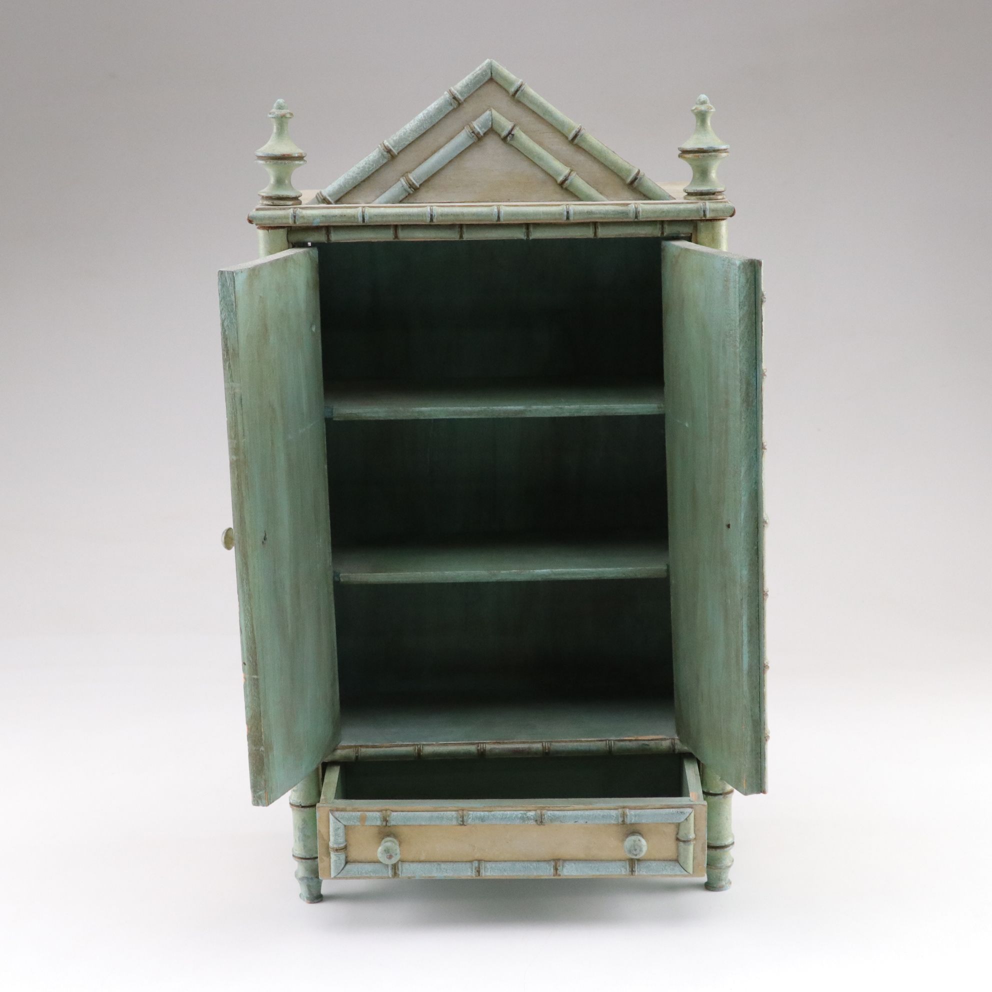 Two Faux Bamboo Painted Dresser-Top Chests, Mid to Late 20th Century