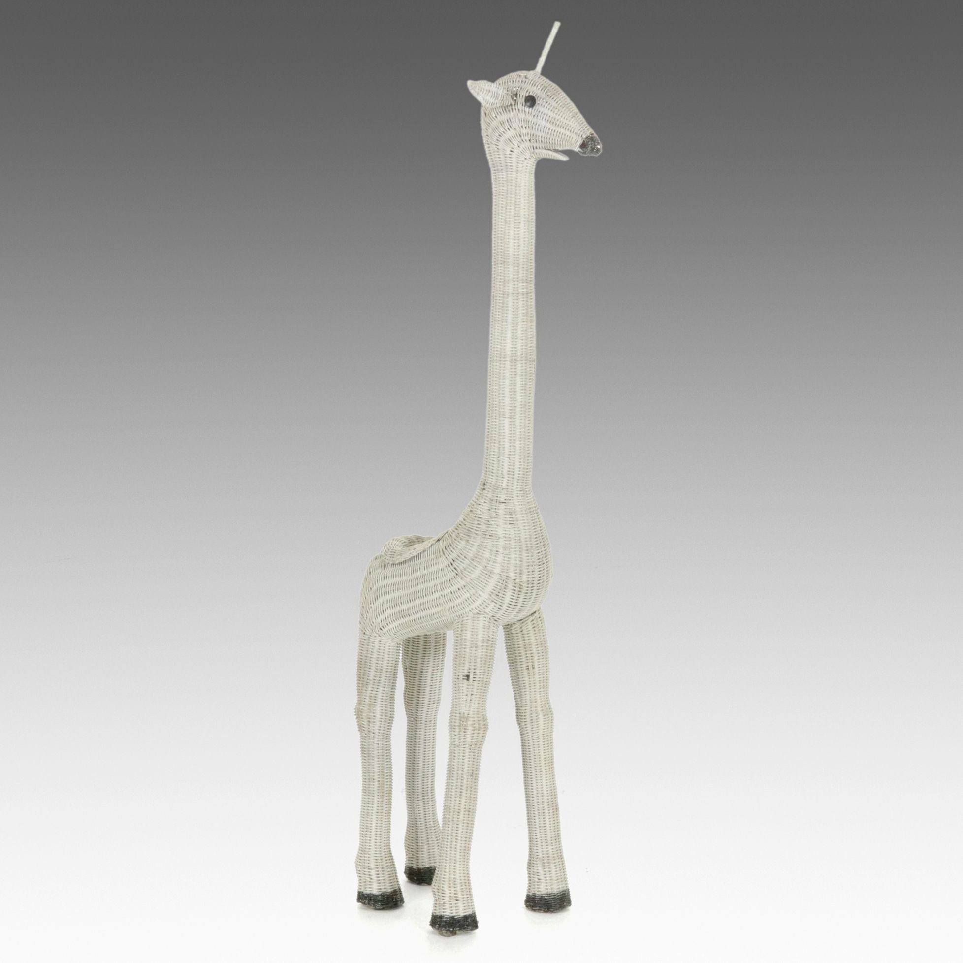 Painted Wicker Giraffe-Form Planter Stand, Late 20th Century