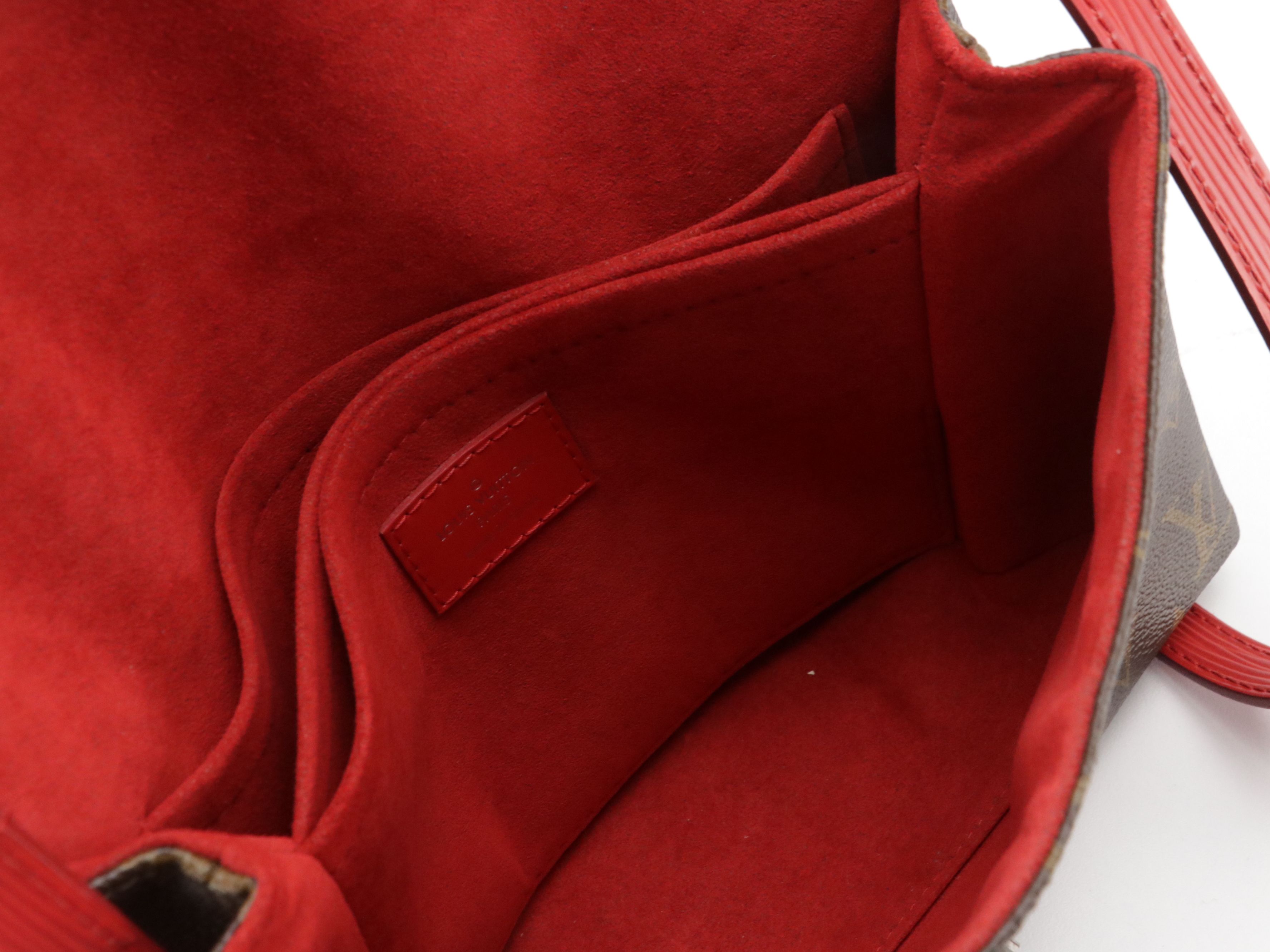 Louis Vuitton Saint Michel Crossbody Bag in Red Epi Leather and Monogram Canvas