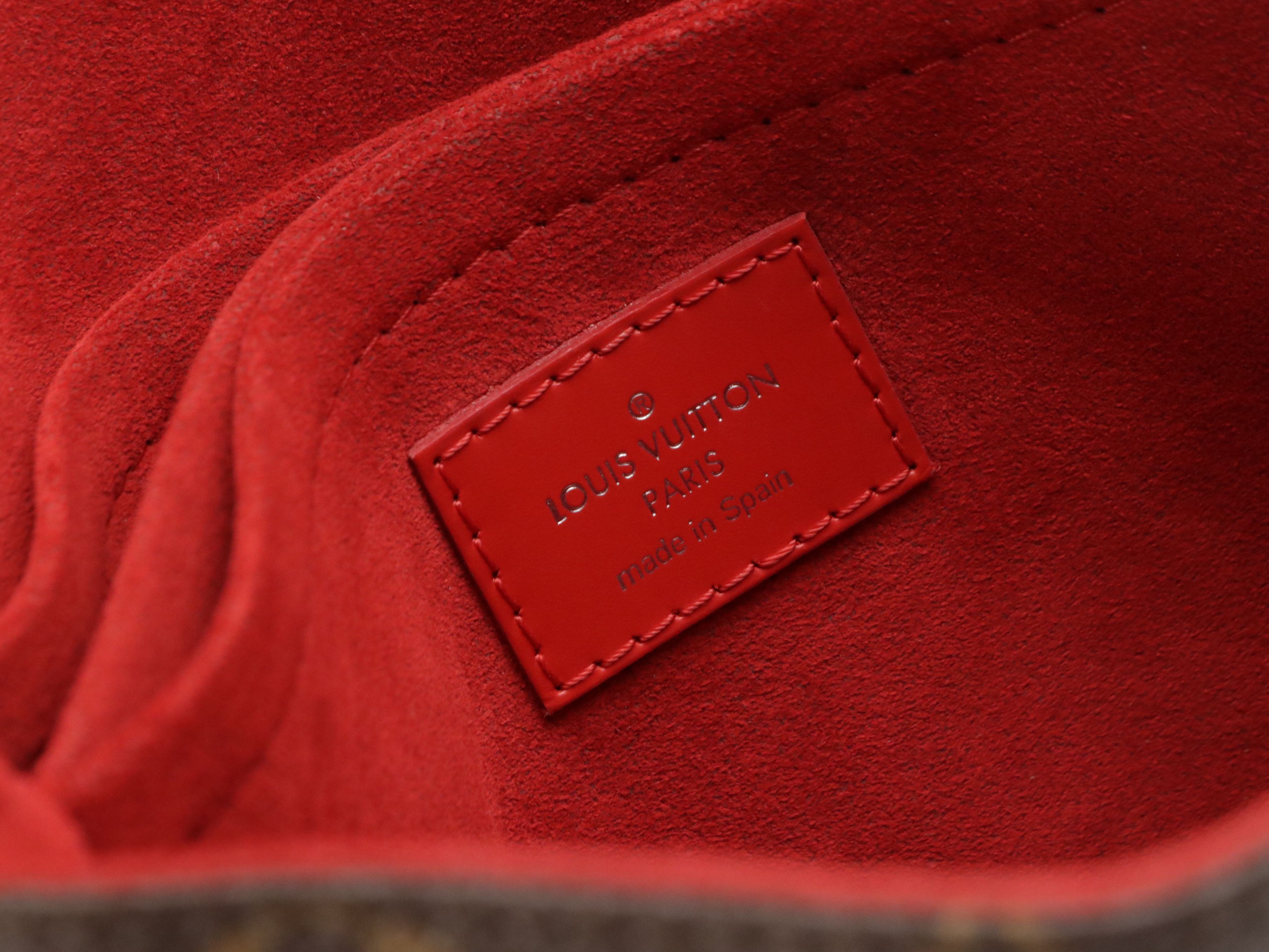 Louis Vuitton Saint Michel Crossbody Bag in Red Epi Leather and Monogram Canvas