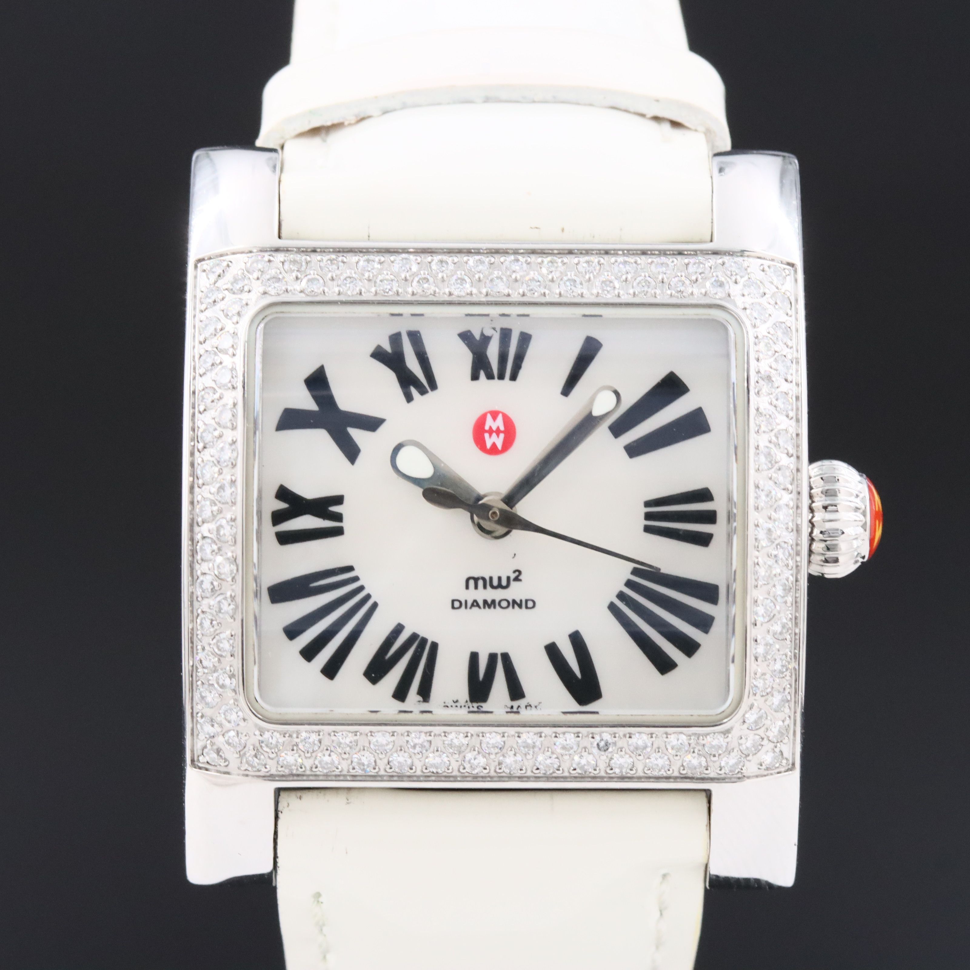 Michele MW2 Diamond Bezel Stainless Steel Swiss Quartz Watch # MW07B01