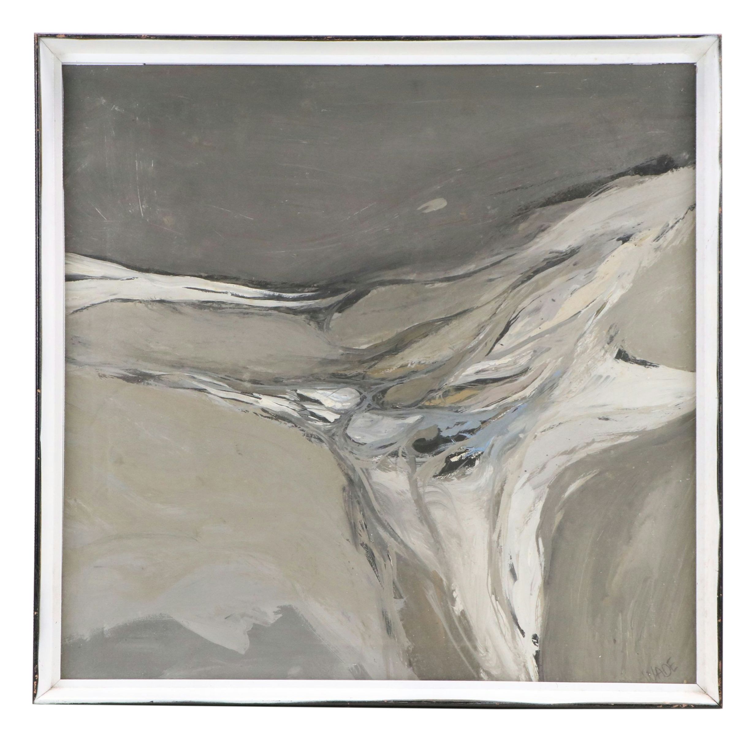 Acrylic Gray Abstract Painting, Late 20th Century