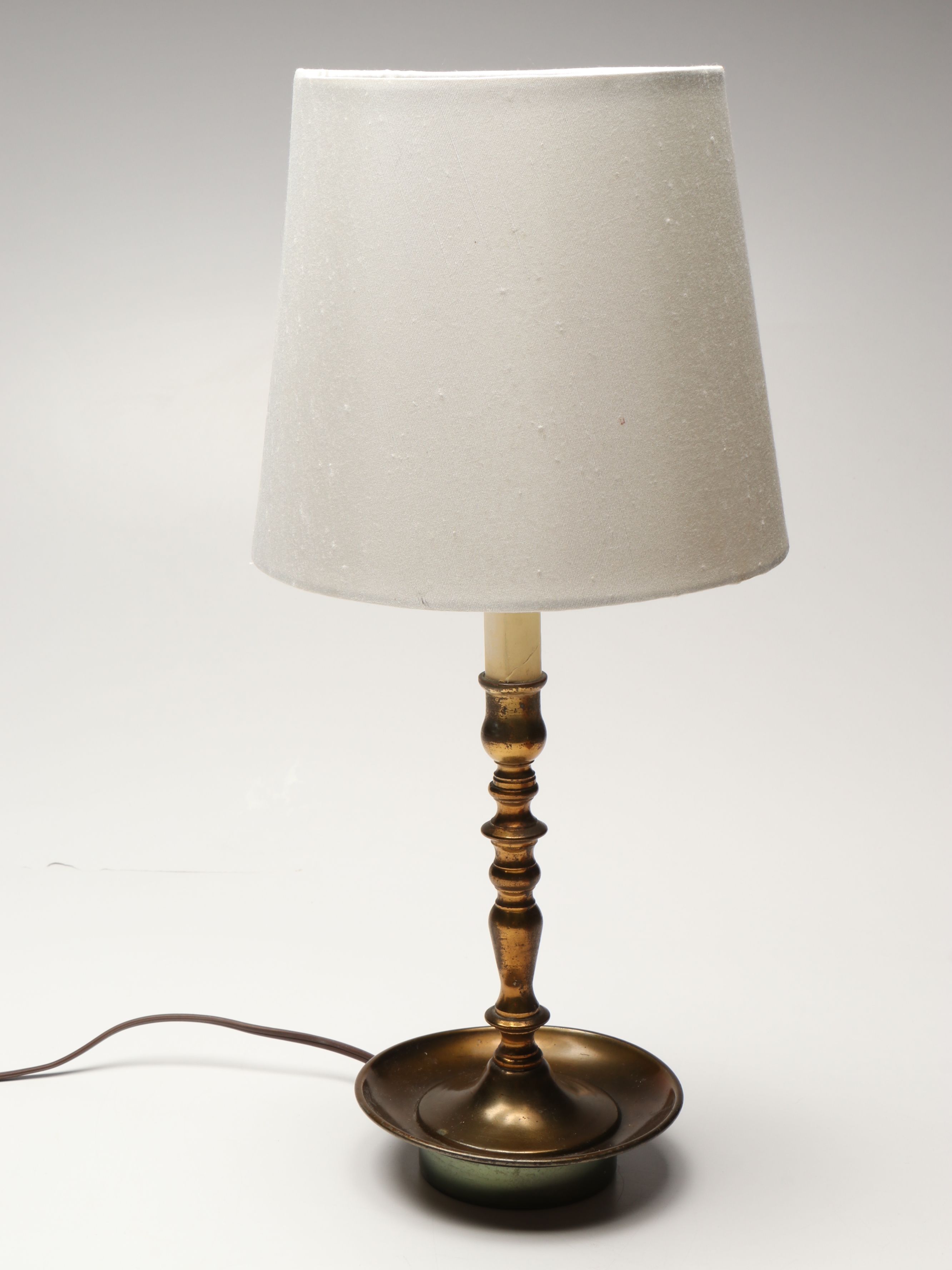 Brass Candlestick Table Lamp with Other Rustic Home Décor