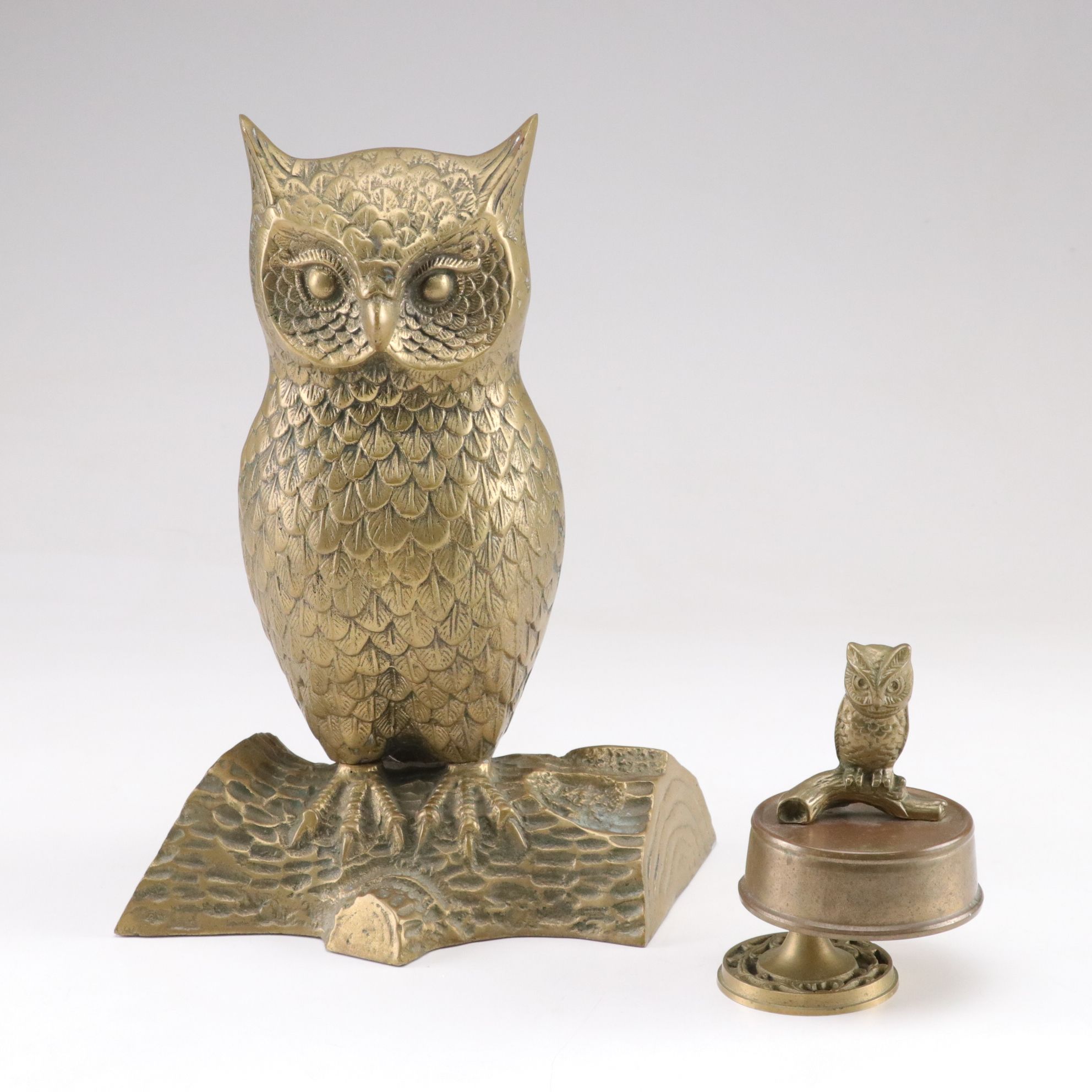 Mid Century Modern Brass Owl with Owl Music Box