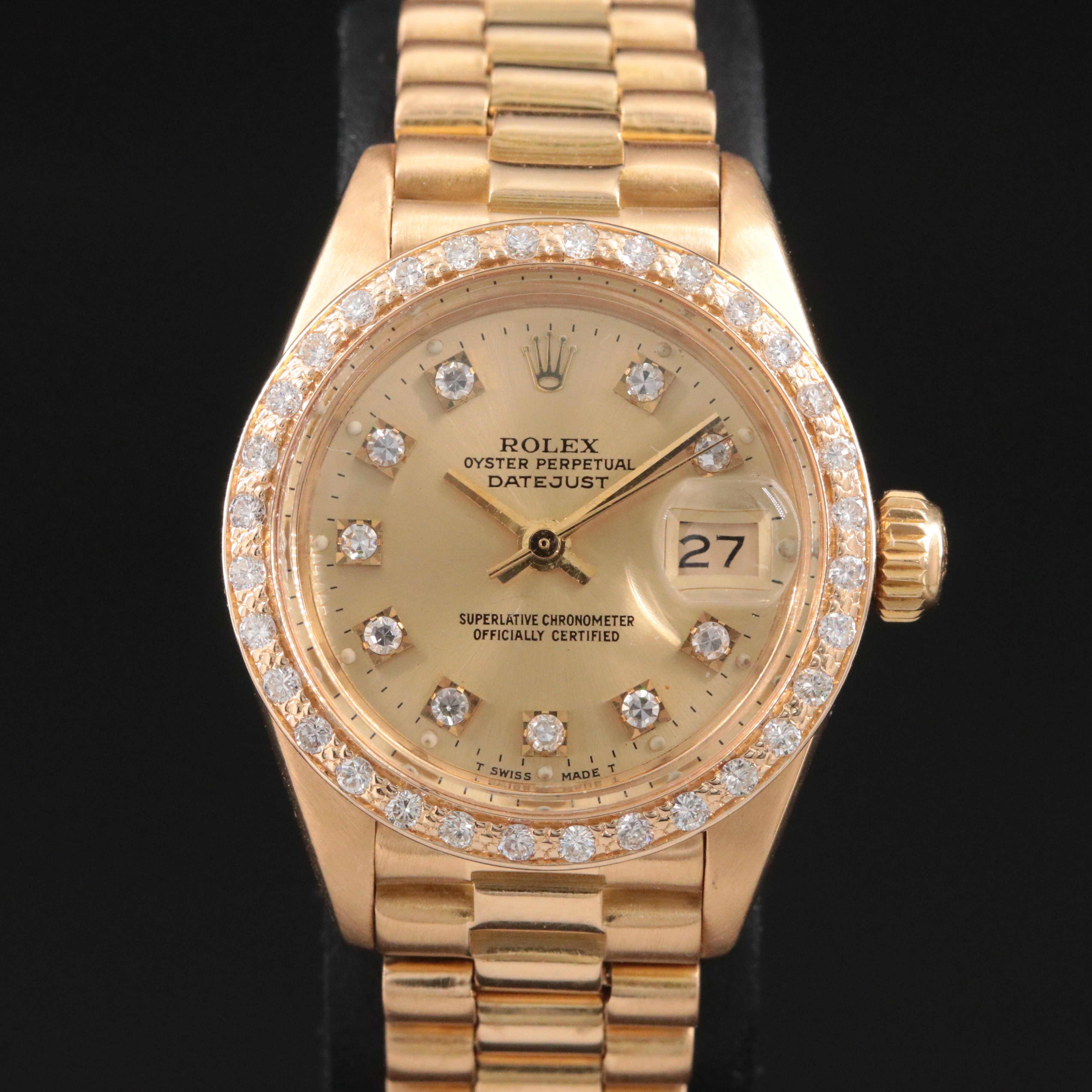 Rolex Datejust 6916 Custom Dial Vintage 18K Watch c.1979