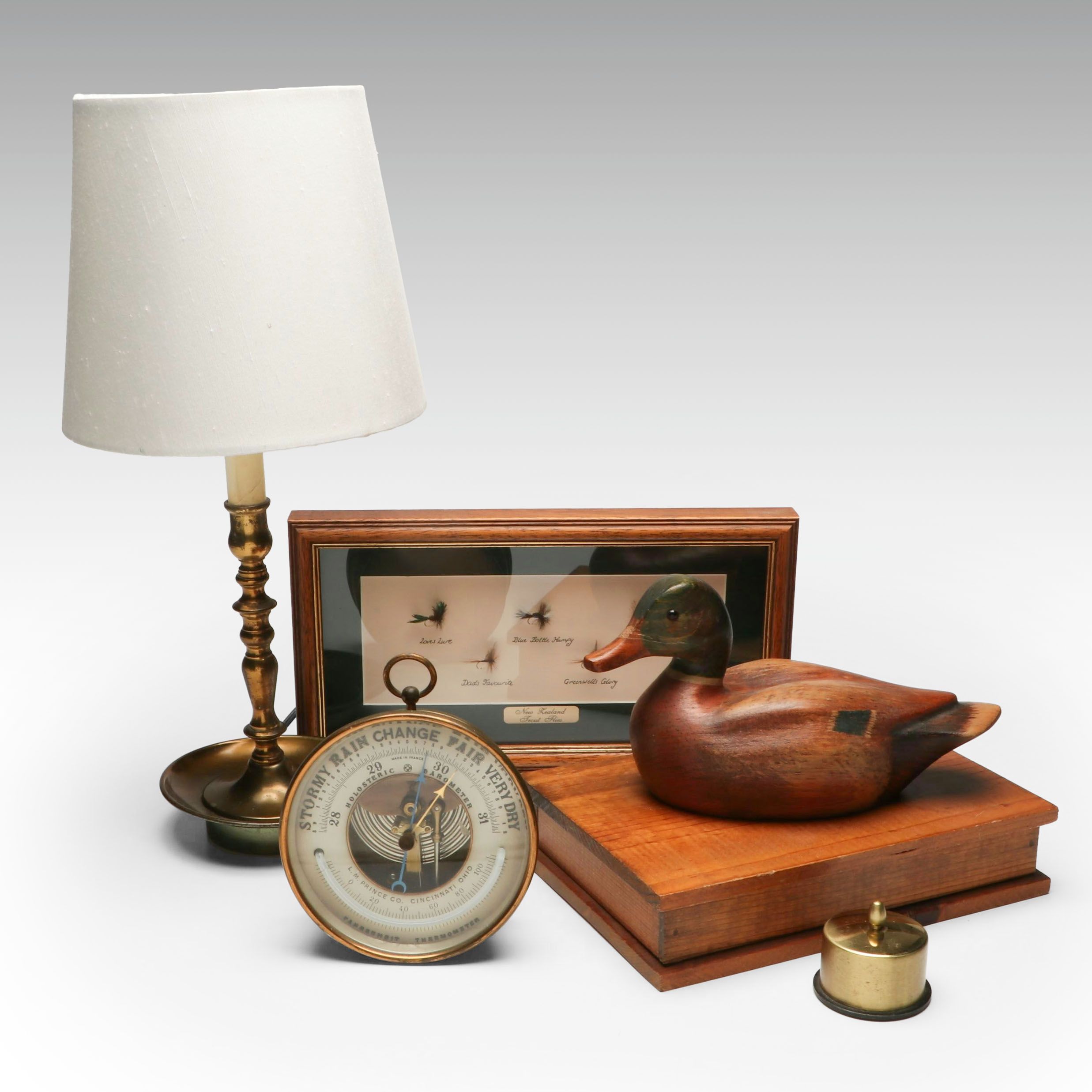 Brass Candlestick Table Lamp with Other Rustic Home Décor