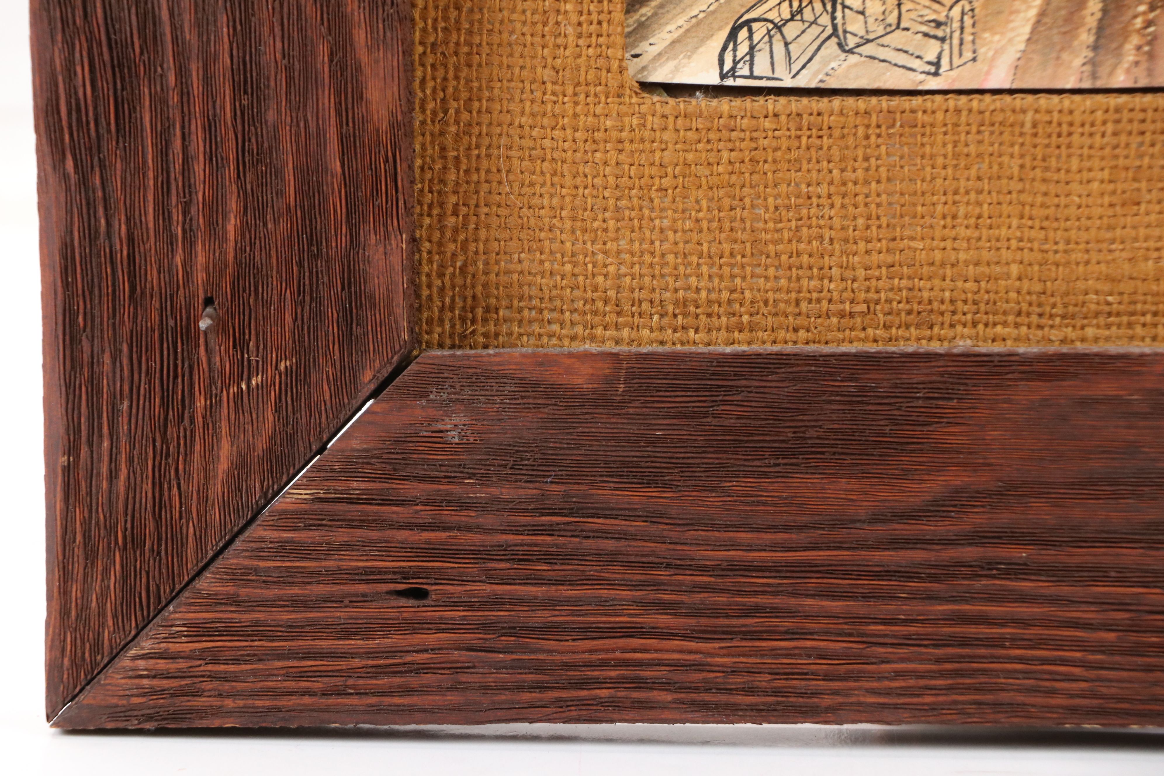 Folk Art Watercolor Painting of Dock Scene, Circa 1970