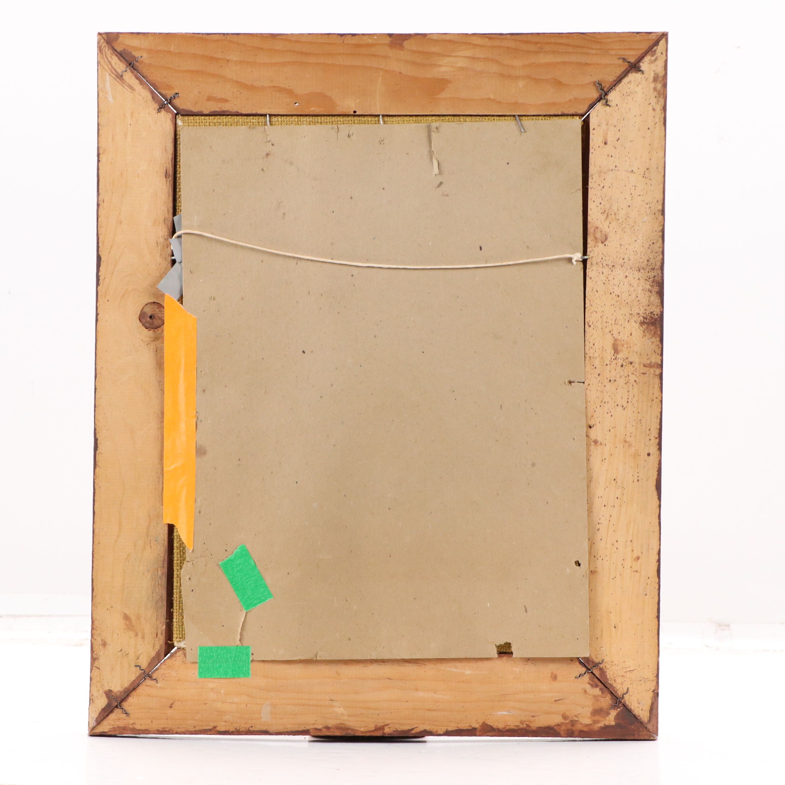 Folk Art Watercolor Painting of Dock Scene, Circa 1970