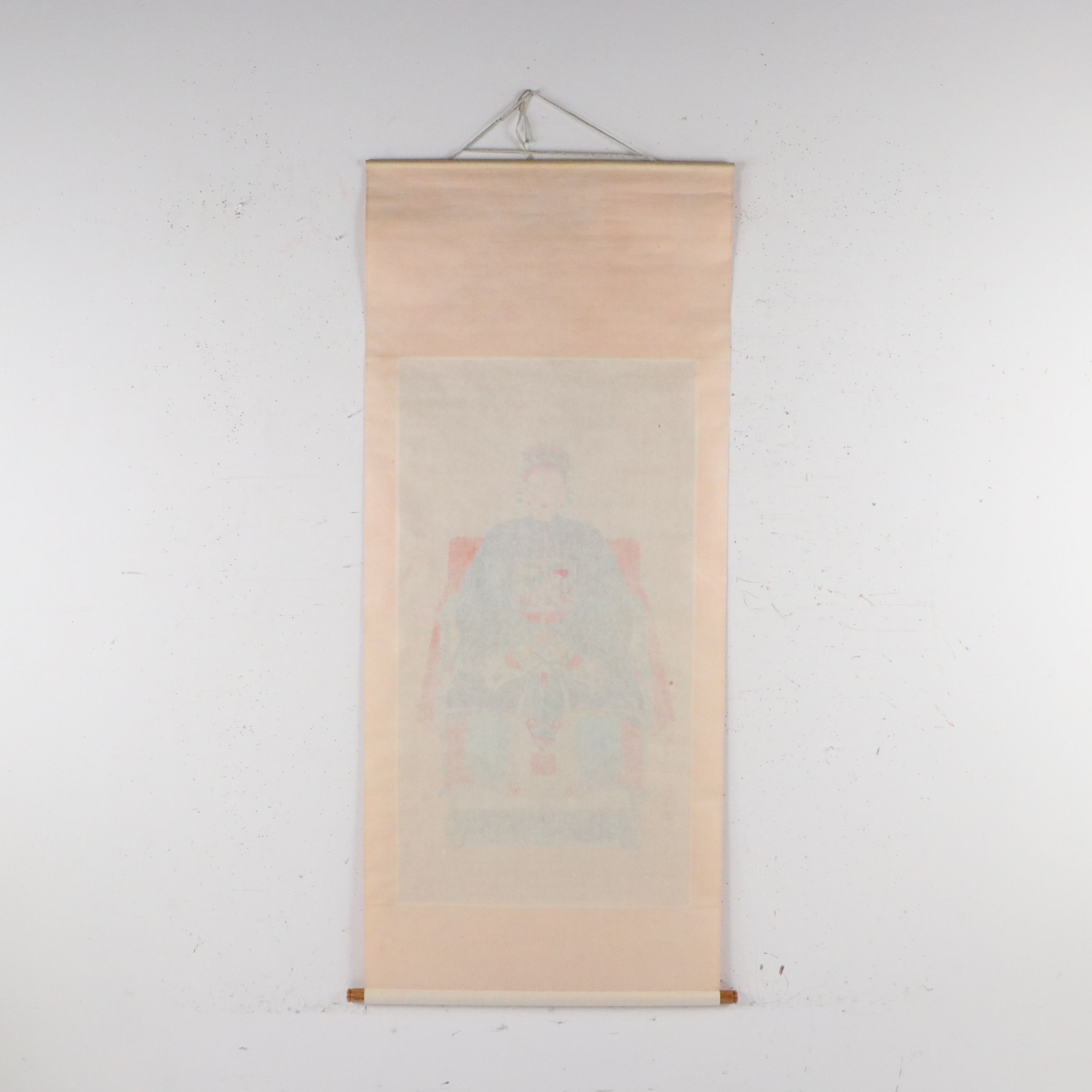 Chinese School Gouache Painting of Ancestor on Silk Scroll, 20th Century
