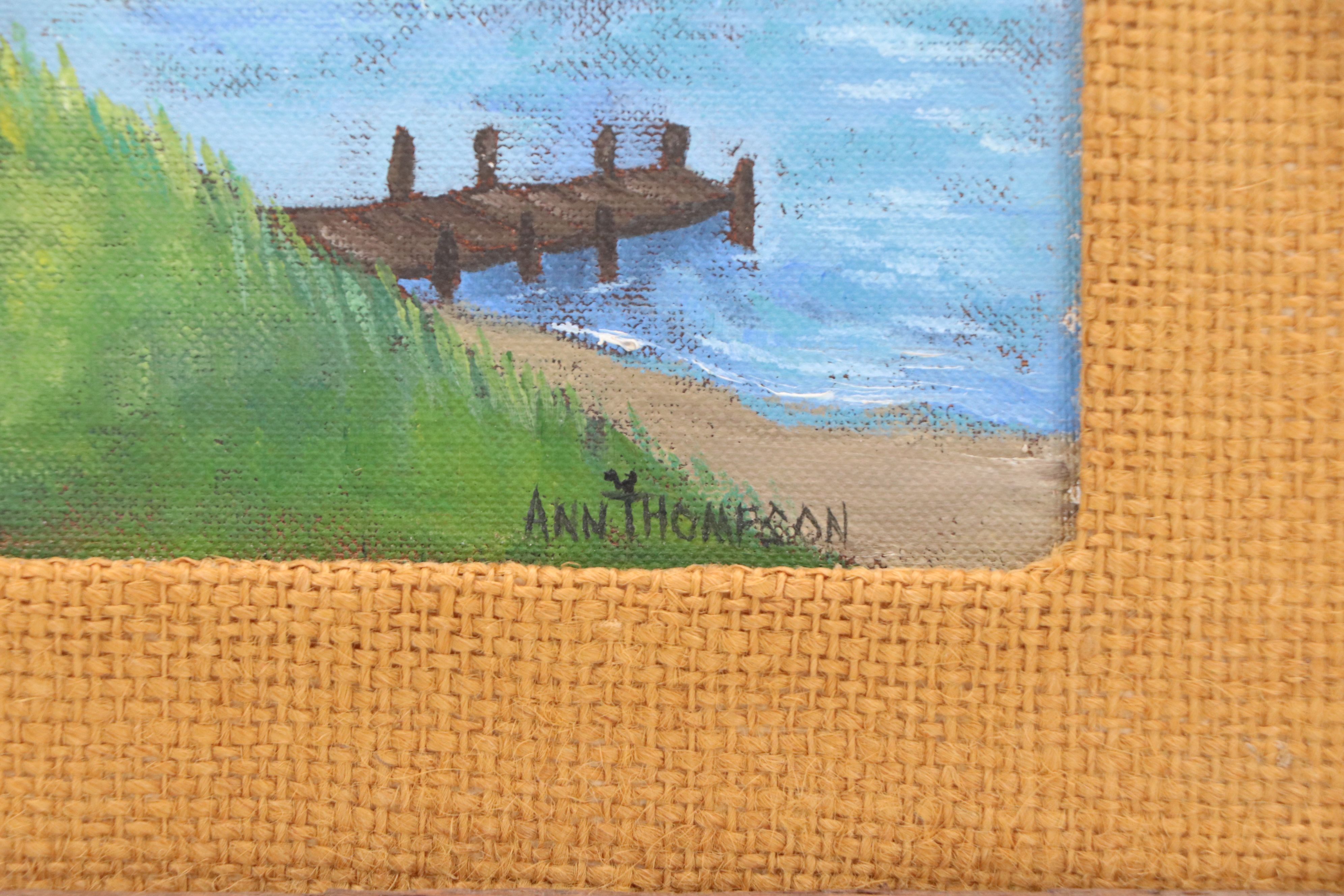 Ann Thompson Primitive Acrylic Paintings of Historical New England, 20th C.