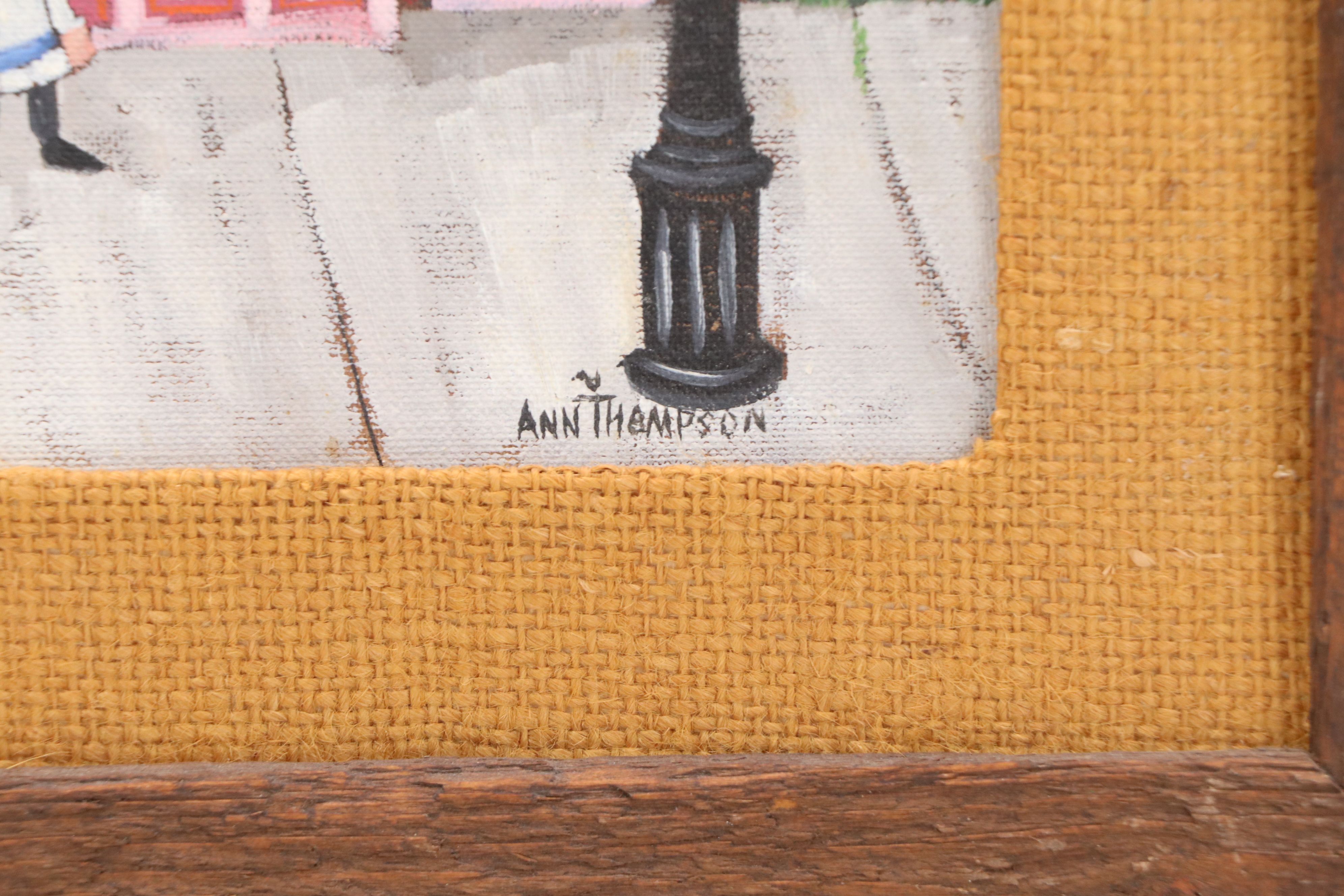 Ann Thompson Primitive Acrylic Paintings of Historical New England, 20th C.