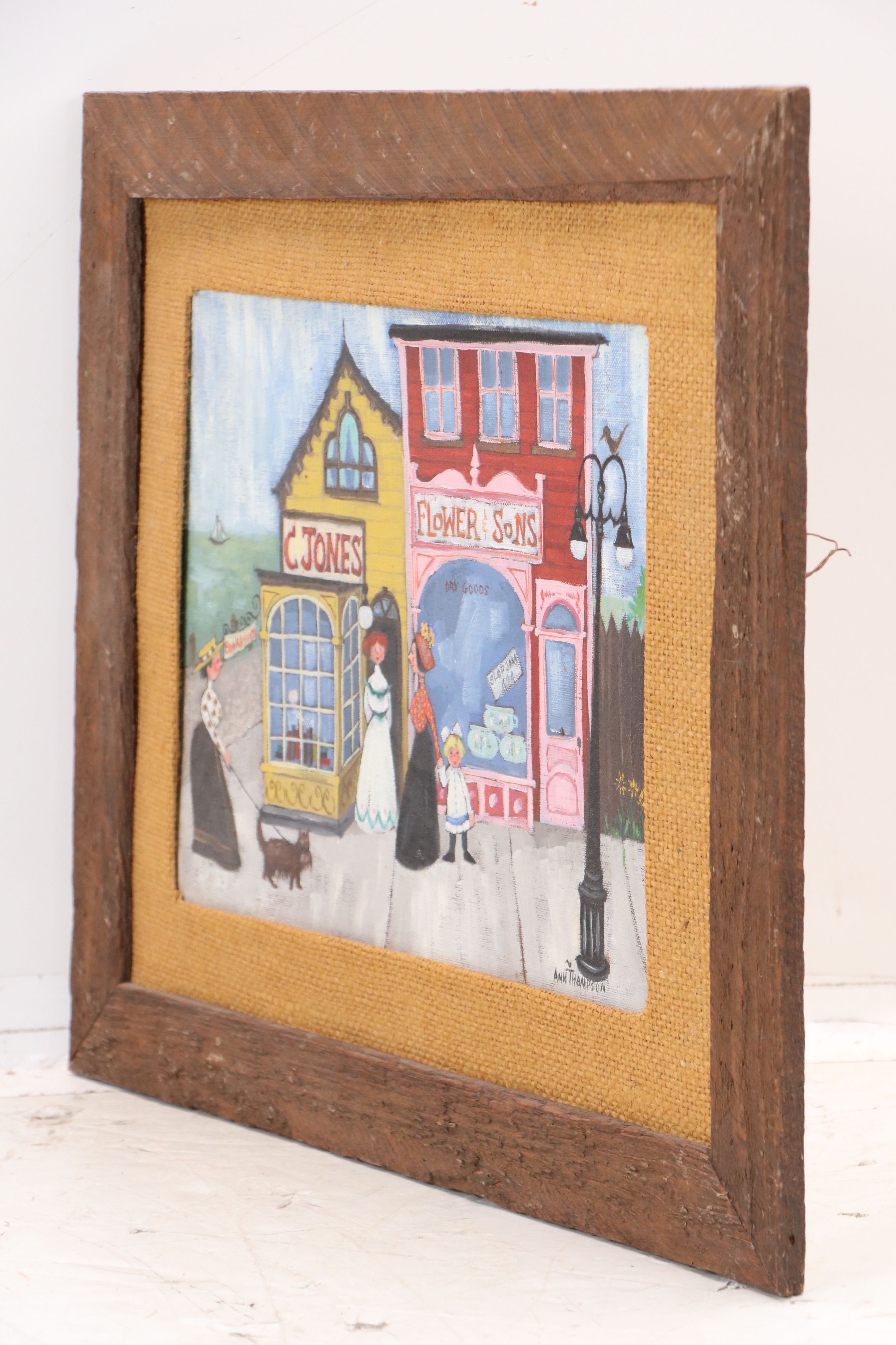 Ann Thompson Primitive Acrylic Paintings of Historical New England, 20th C.