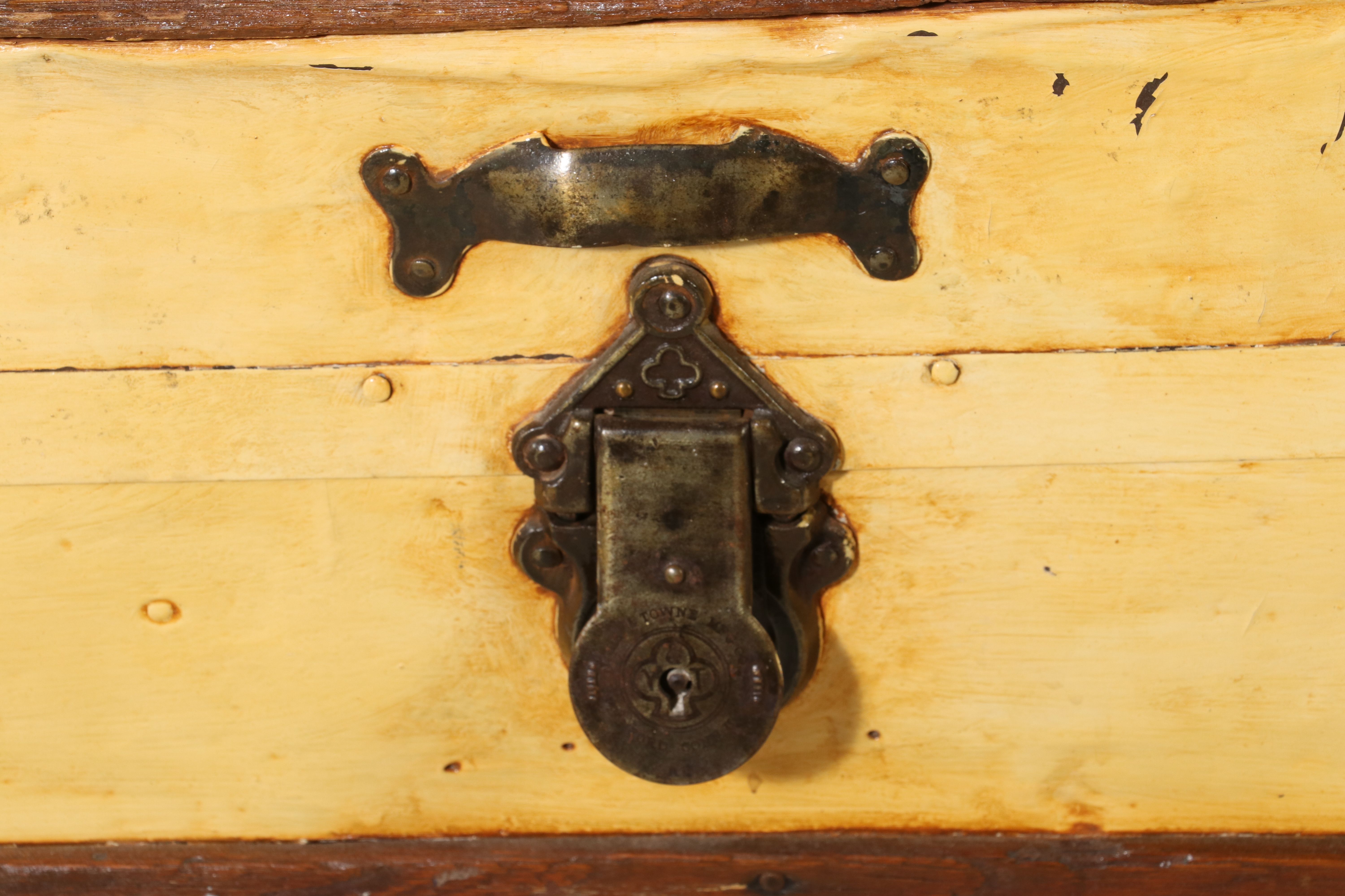 American Painted Round-Top Camelback Steamer Trunk, Late 19th Century