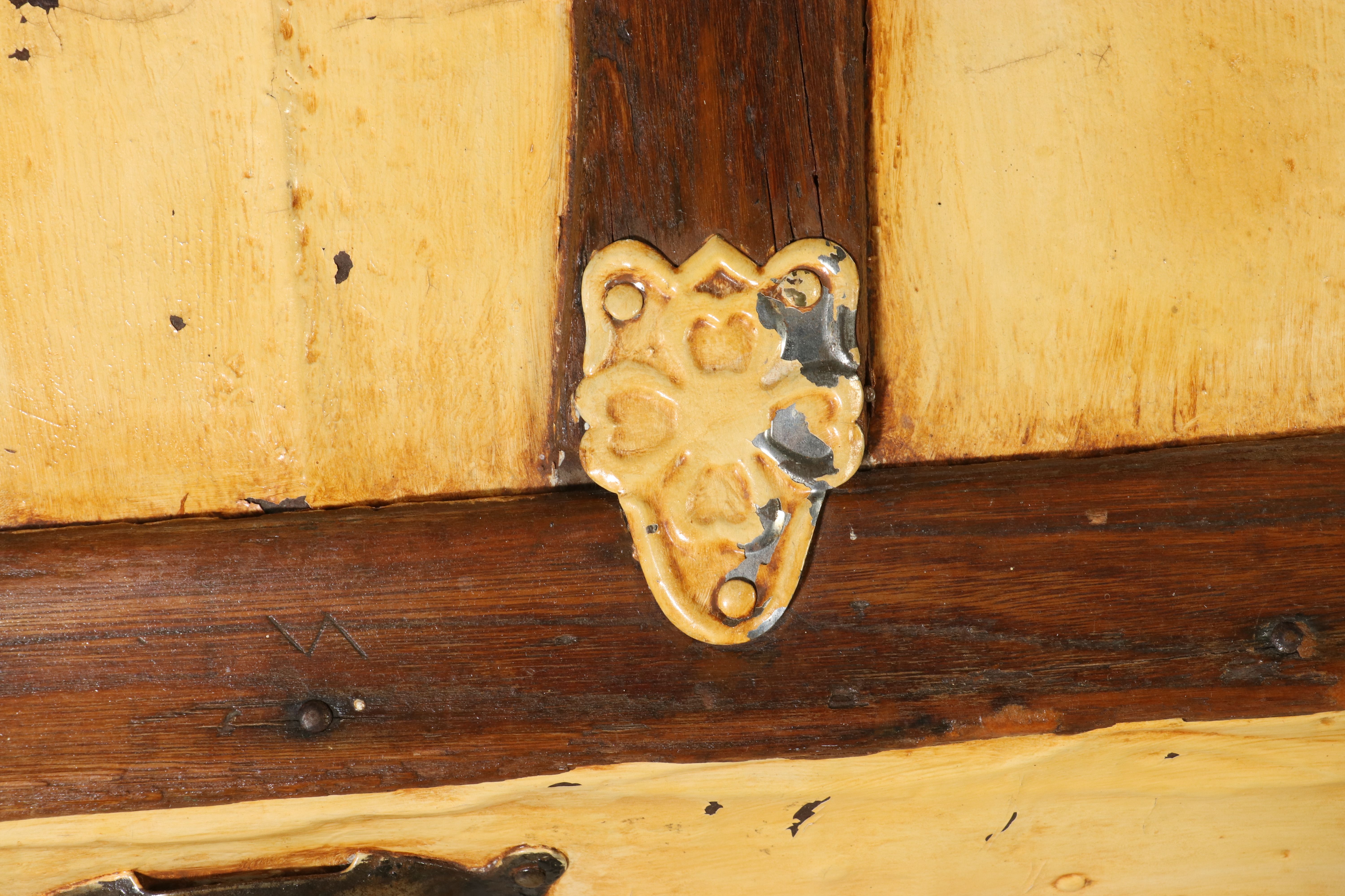 American Painted Round-Top Camelback Steamer Trunk, Late 19th Century