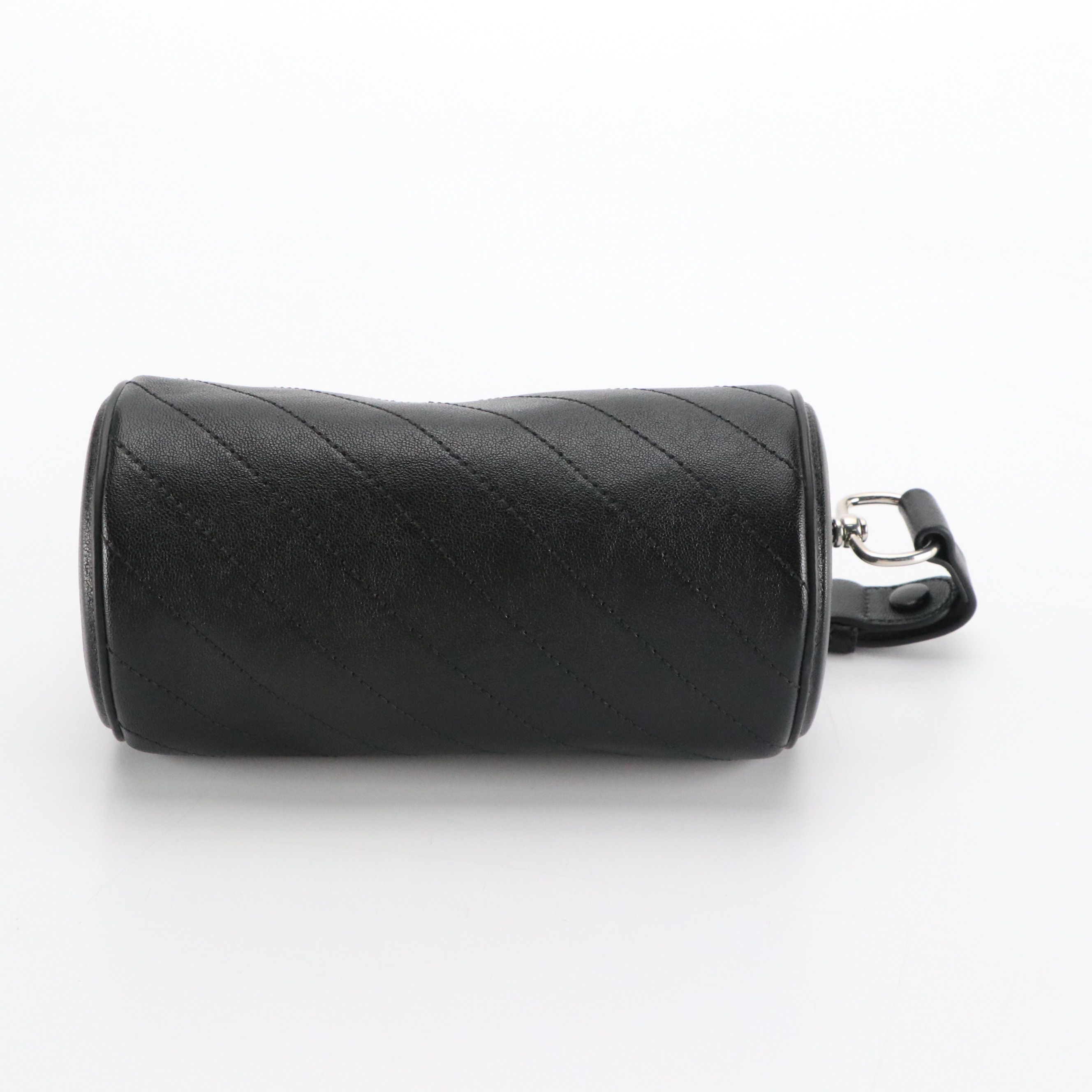 Gucci Mini Blondie Barrel Shoulder Bag in Black Diagonal Quilted Calf Leather