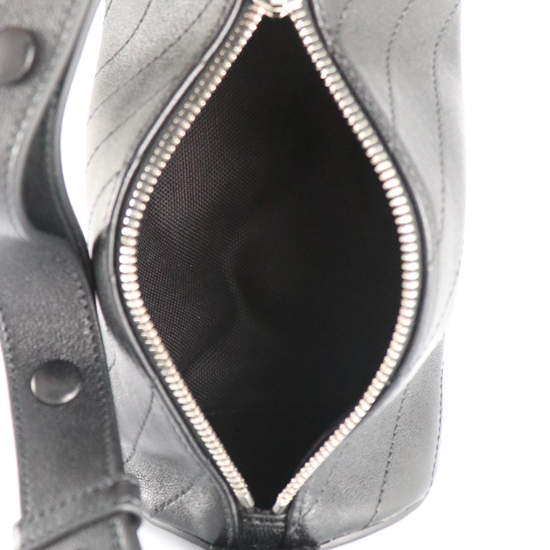 Gucci Mini Blondie Barrel Shoulder Bag in Black Diagonal Quilted Calf Leather