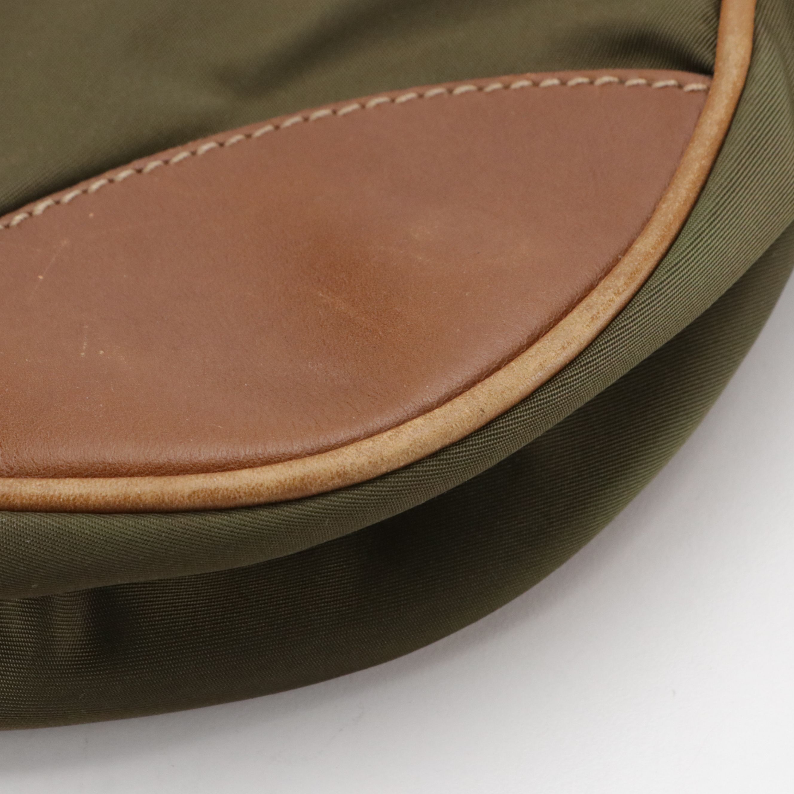 Prada Hobo Shoulder Bag in Army Green Tessuto Nylon, Leather and Jacquard Stripe