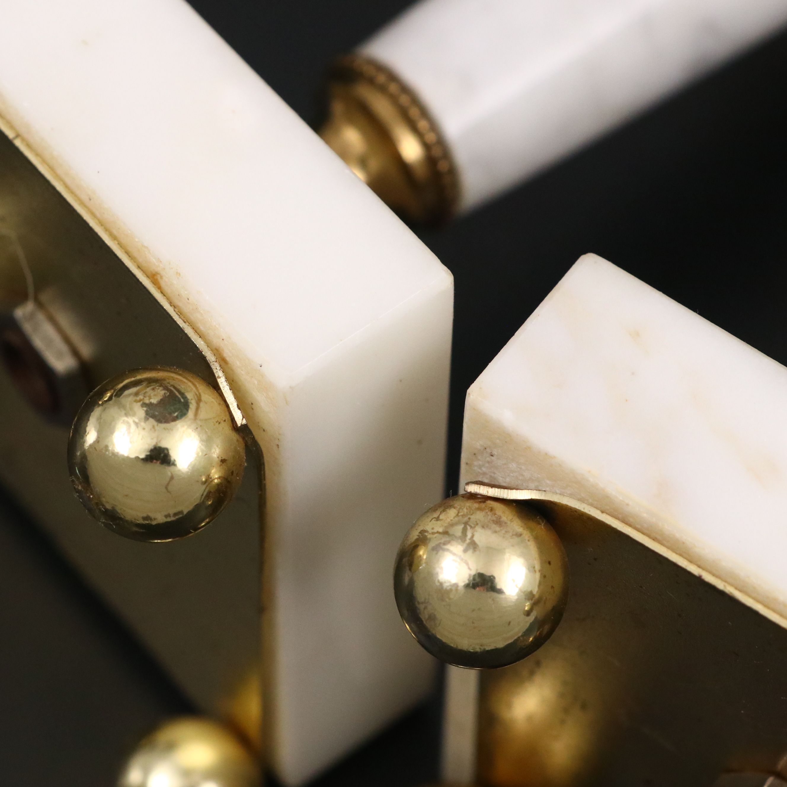 Pair of Brass and Alabaster Candlesticks